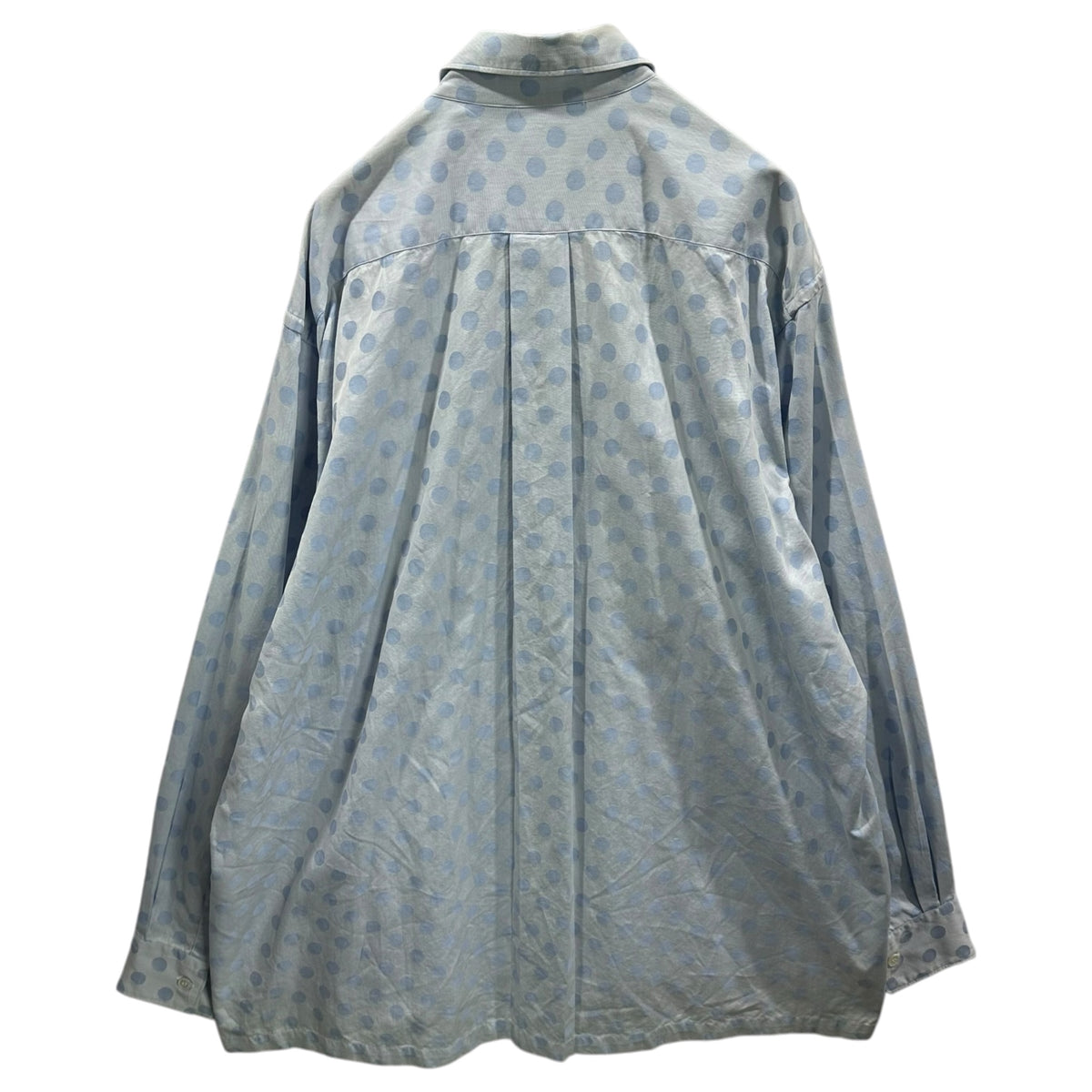 COMME des GARCONS SHIRT(コムデギャルソンシャツ) 1990's Raw-Edge Layered Design Polka-Dot L/S Shirt 断ち切り 重ね デザイン ドット 長袖 シャツ S ライトブルー 90s アーカイブ 稀少