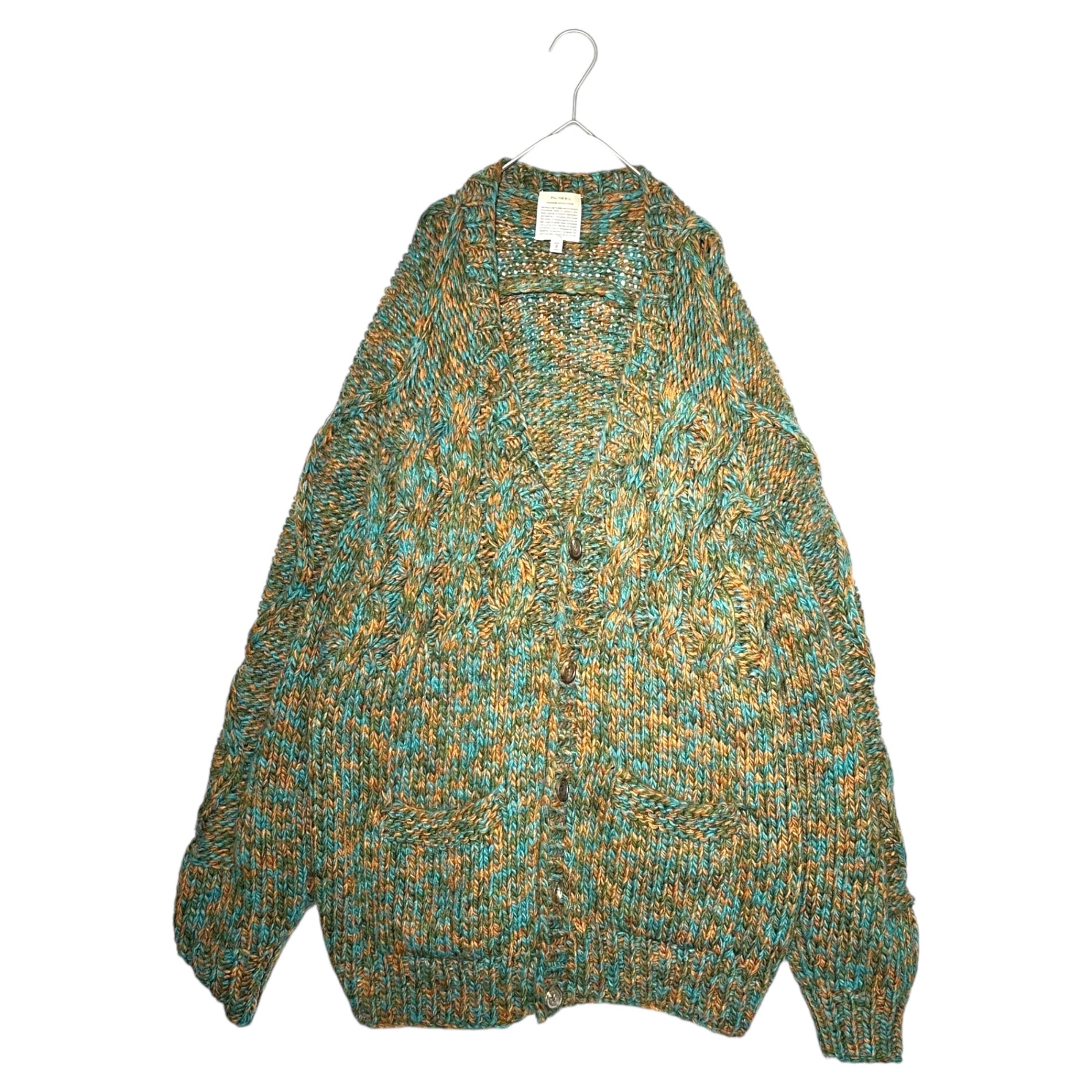 FILL THE BILL(フィルザビル) Low Gauge Mix Oversized Cardigan ローゲージ ミックス オーバーサイズ カーディガン 306-202015 2 グリーン×ブラウン