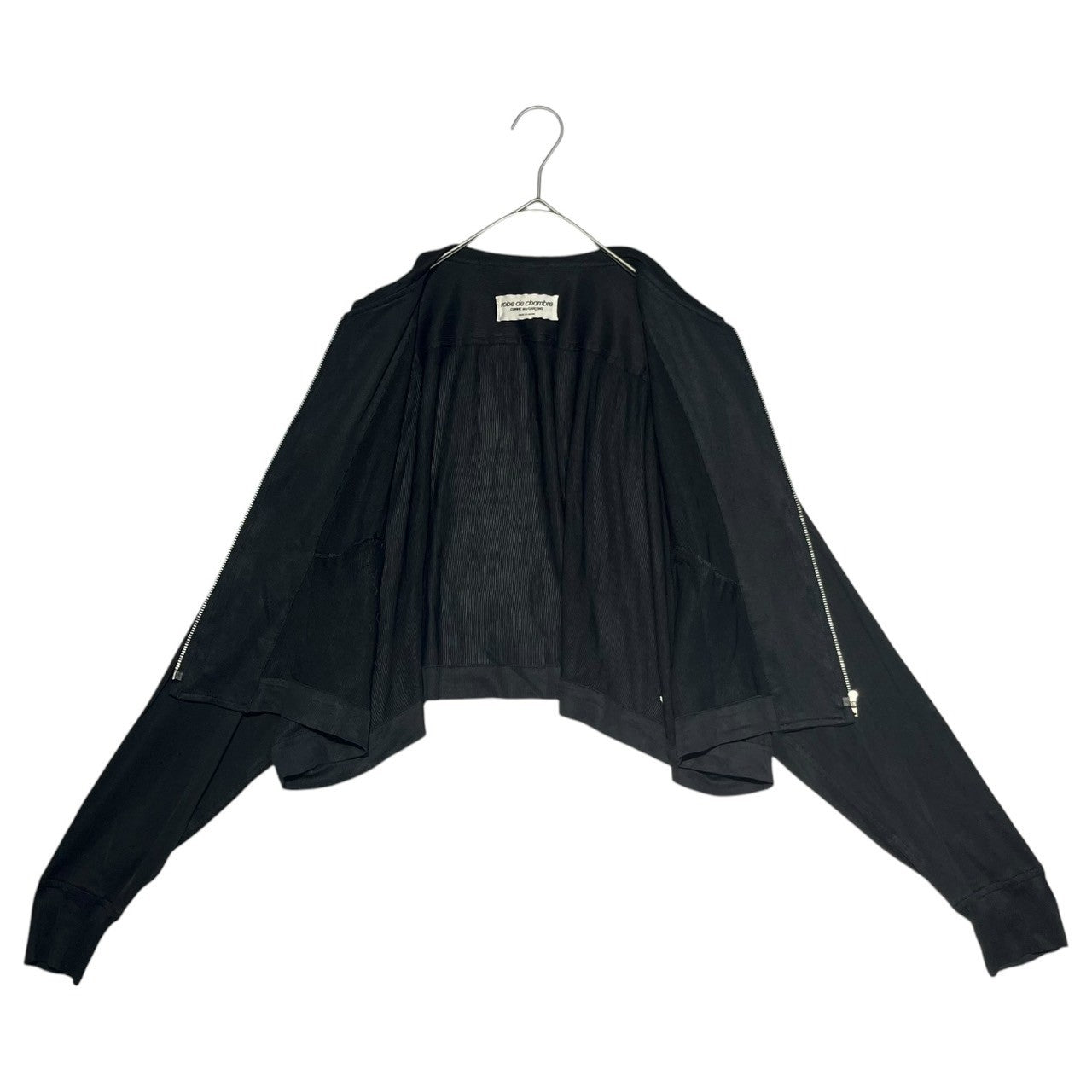 robe de chambre COMME des GARCONS(ローブドシャンブルコムデギャルソン) 80's Short zip-up Pleated processing wide blouson 80年代 短丈 ジップアップ プリーツ加工 ワイド ブルゾン 川久保玲 本人期 FREE ブラック
