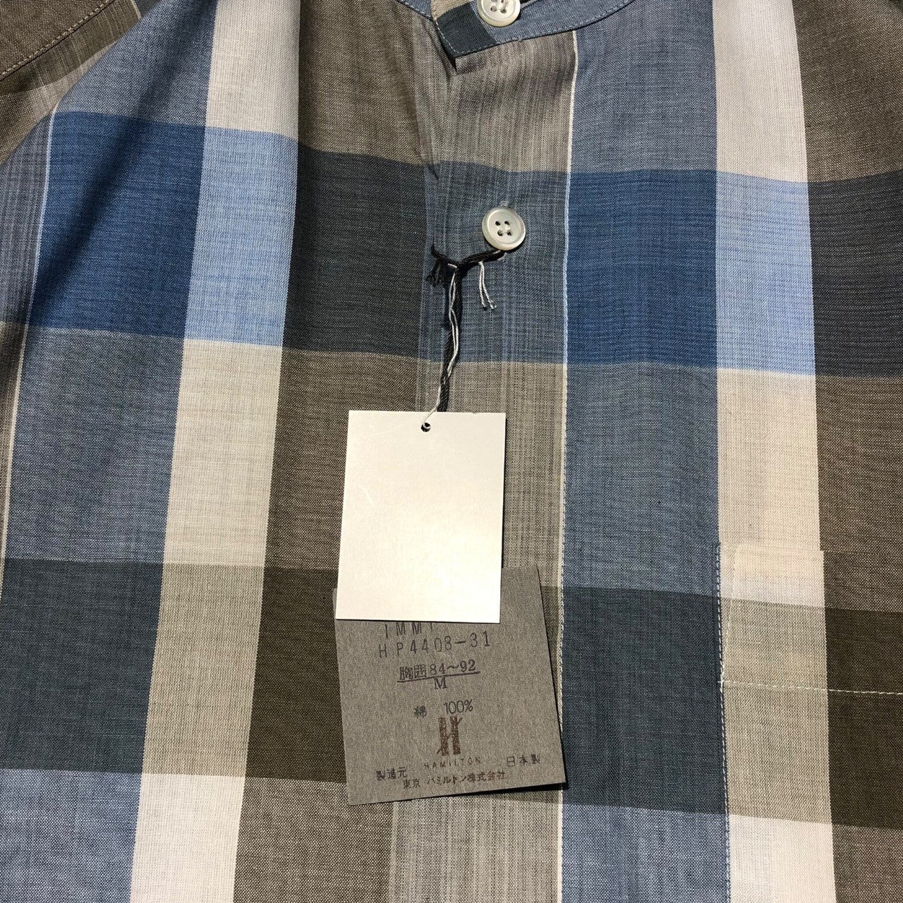 MIYAKE DESIGN STUDIO(ミヤケデザインスタジオ) 80's ~ 90's check band collar shirt チェック バンドカラー シャツ ハミルトン社製 IMMT HP4408-31 M スカイブルー×グレー 80年代 ~ 90年代 ヴィンテージ アーカイブ