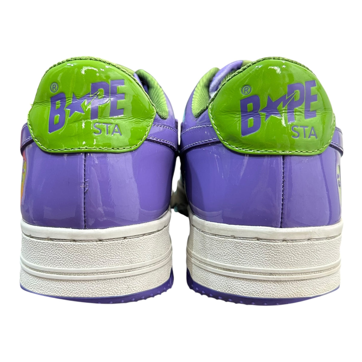 A BATHING APE(アベイシングエイプ) Patent Bape Sta Low-Cut Sneakers エナメル ベイプ スタ ローカット スニーカー 1L30191303 9.5 パープル×グリーン