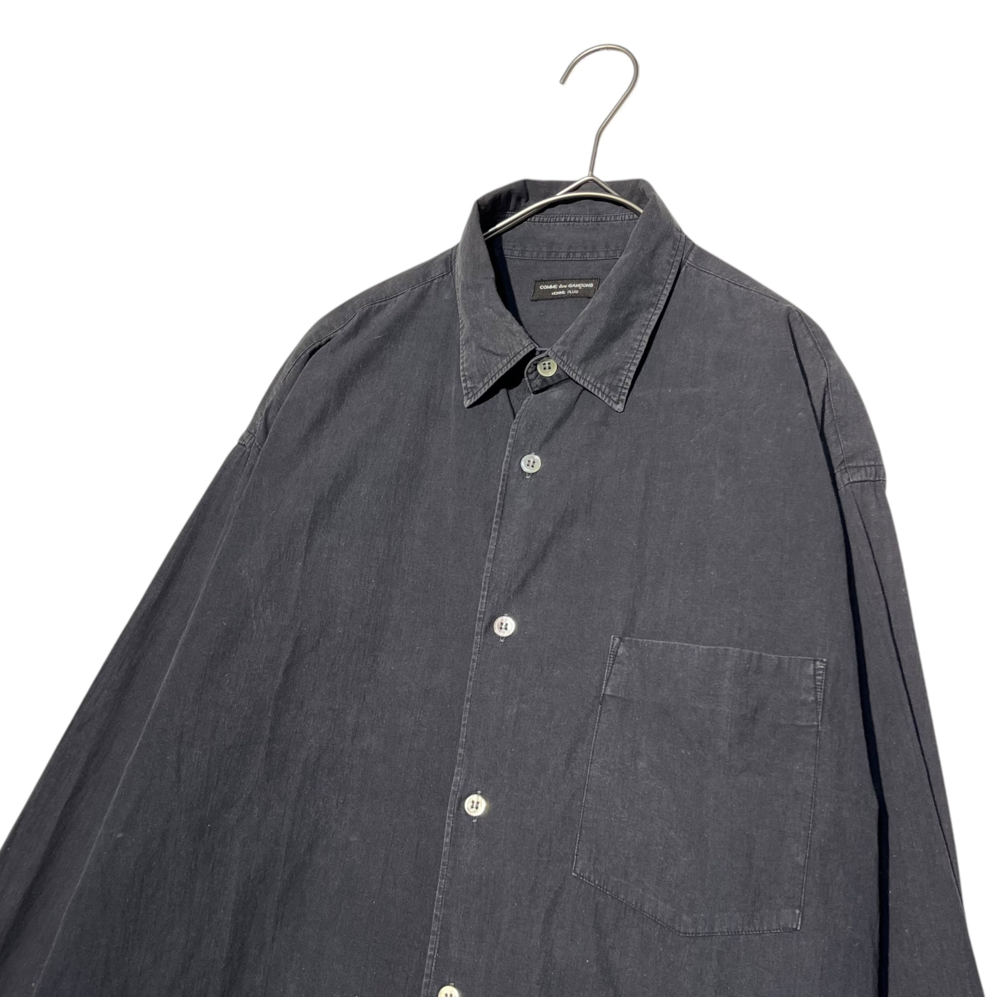 COMME des GARCONS HOMME PLUS(コムデギャルソンオムプリュス) 80's Small collar big silhouette long sleeve shirt スモールカラー ビッグシルエット 長袖 シャツ 80年代 本人期 川久保玲 PB-050370 FREE ブラック AD表記無し(80年代)