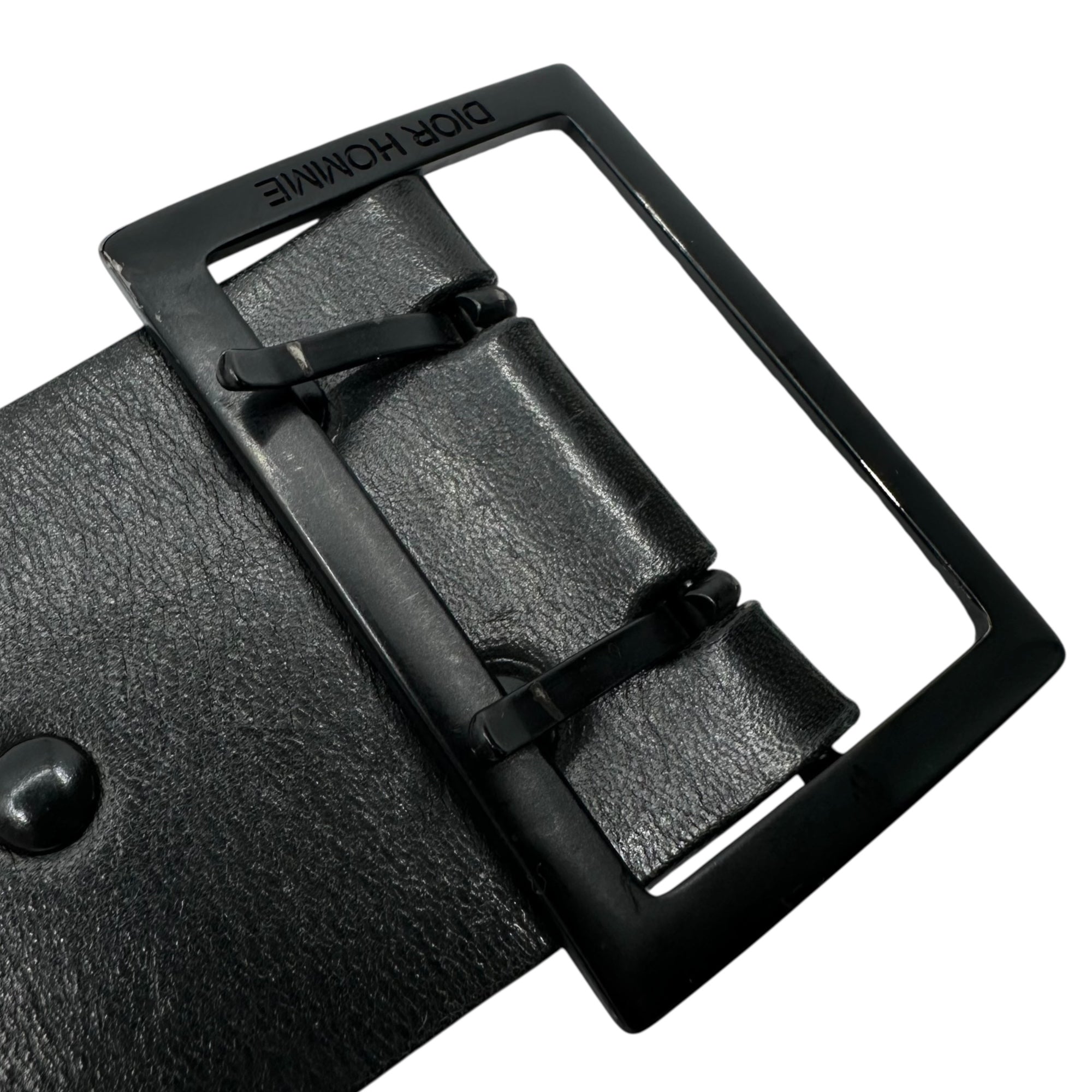 Dior HOMME(ディオールオム) by Hedi Slimane Double-Pin Leather Belt エディ スリマン ダブルピン レザー ベルト 90/105 ブラック エディ期 アーカイブ