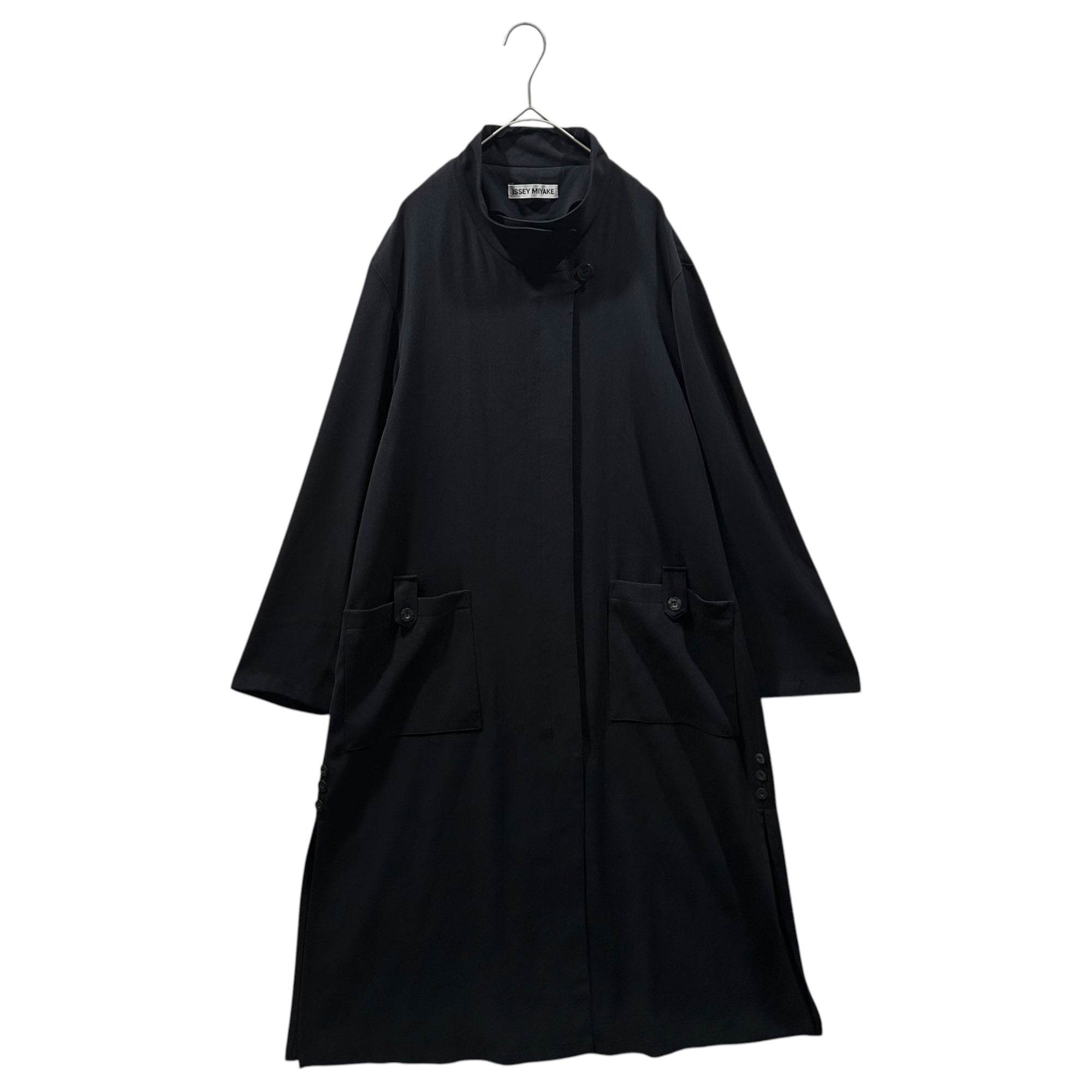 ISSEY MIYAKE(イッセイミヤケ) 2006SS Stand-Collar Side-Slit Maxi Coat スタンドカラー サイドスリット マキシ コート IM61FF032 2 ネイビー 00's ロング 薄手