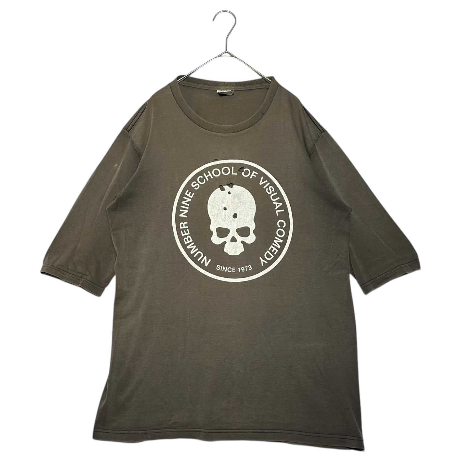NUMBER (N)INE(ナンバーナイン) 01SS Time period 5/10 sleeve skull skull skull T-shirt タイム期 5分袖 スカル ドクロ Tシャツ 4(L) チャコールグレー
