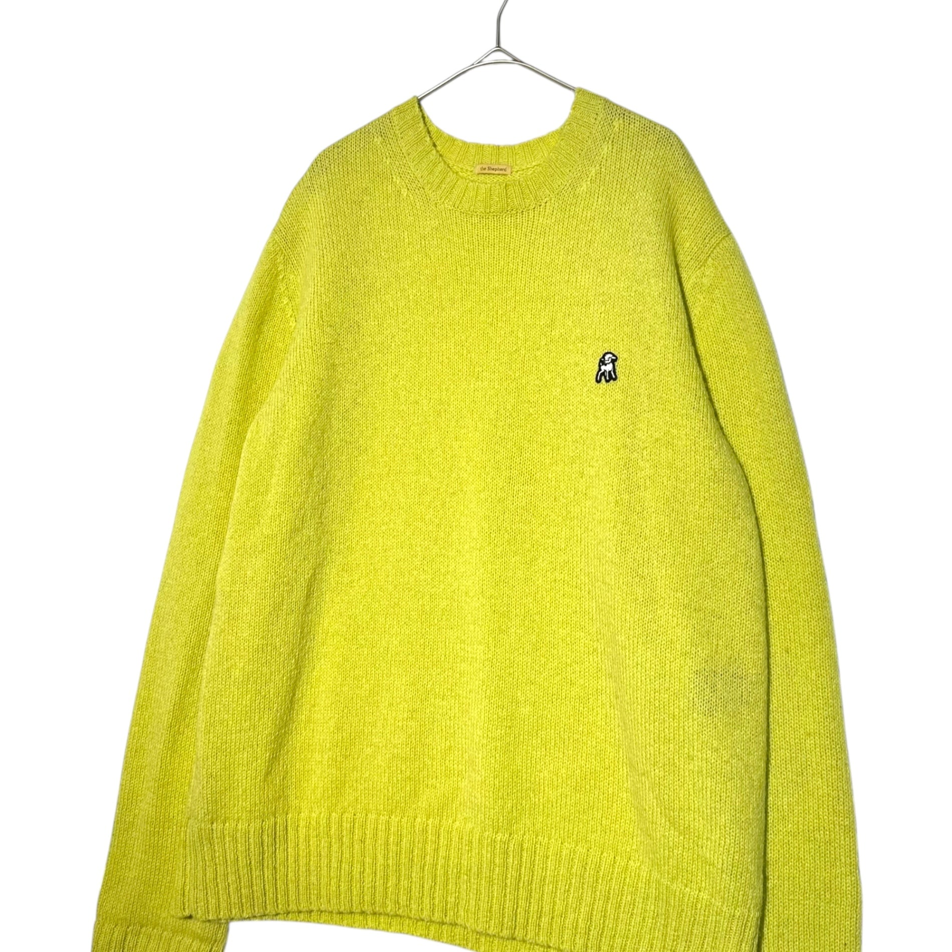 the Shepherd(ザシェパード) 20AW Elbow Patch Stitch Wool Knit エルボーパッチ ステッチ ウール ニット USZ4901-1 4 ライムグリーン
