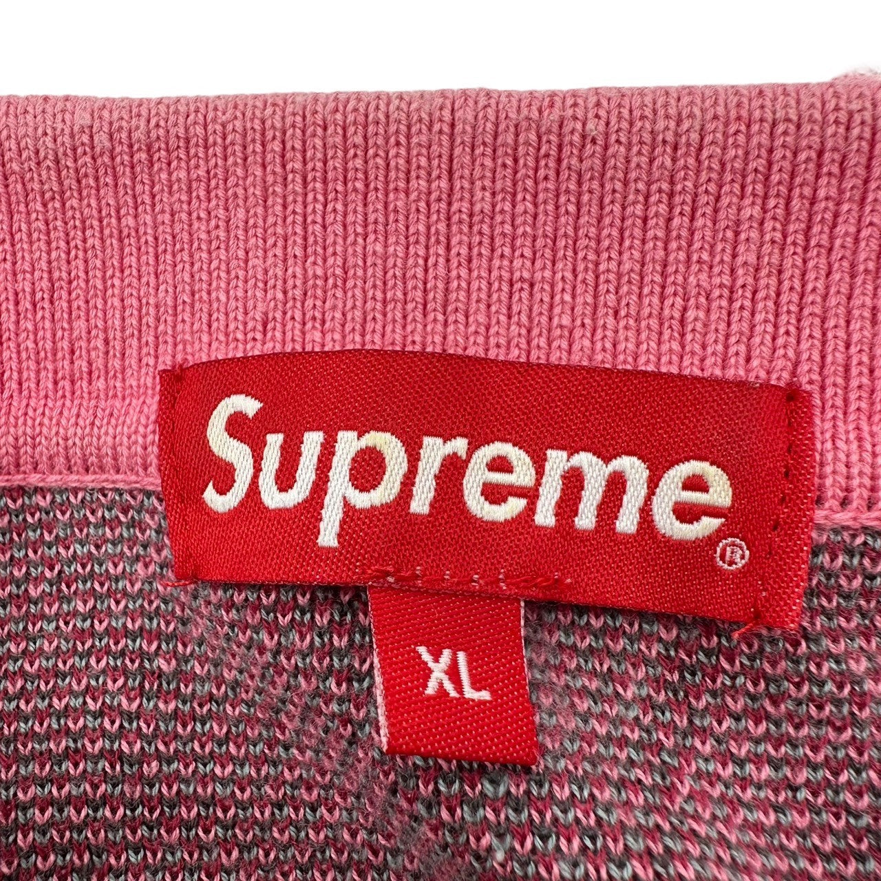 SUPREME(シュプリーム) 21AW Argyle Zip Polo アーガイル ニット ジップ 半袖 ポロ シャツ XL ピンク 21FW