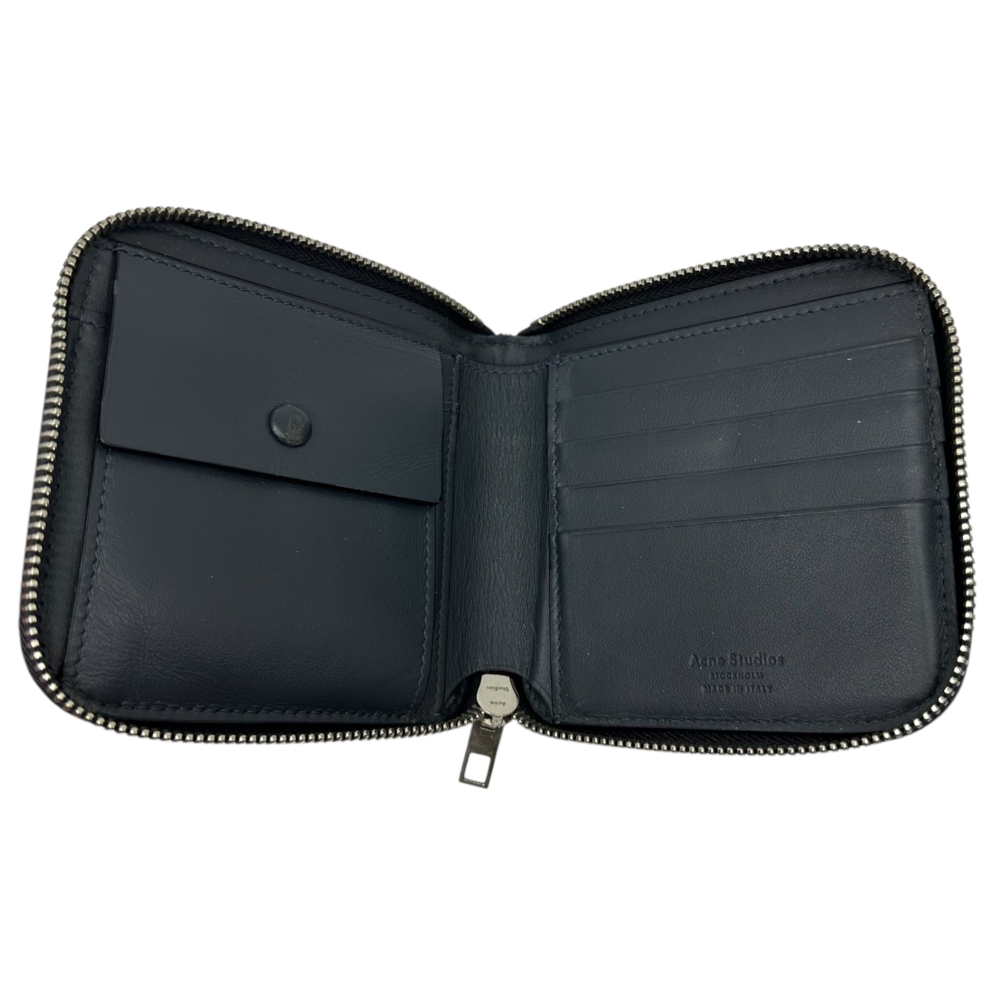 Acne Studios(アクネストゥディオズ) Round zip leather compact wallet ラウンドジップ レザー コンパクト ウォレット 財布 ネイビー