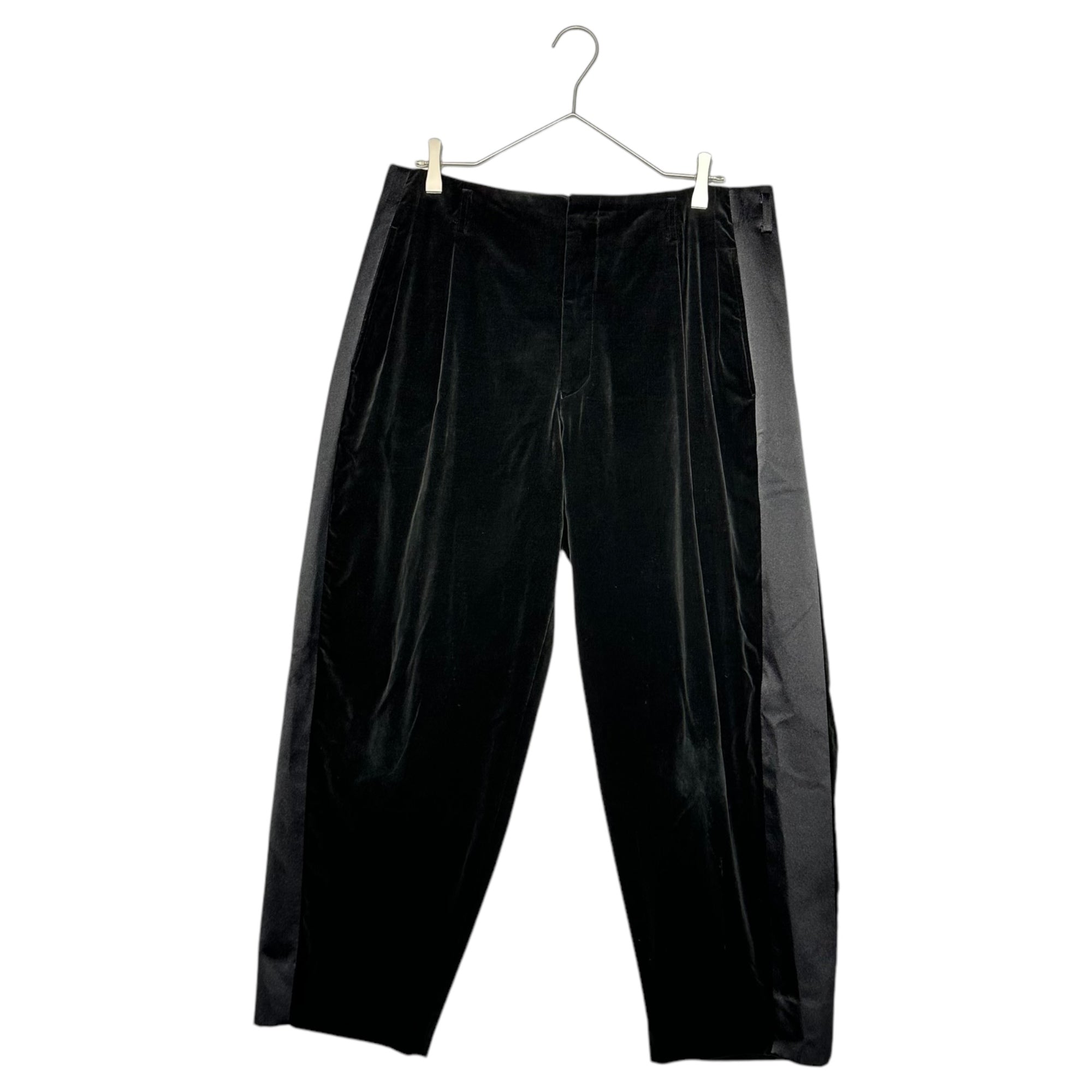 COMME des GARCONS HOMME PLUS(コムデギャルソンオムプリュス) 19AW Side Chapter Velour Tuck Pants 側章 ベロア タック パンツ PD-P009 M ブラック AD2019 スラックス ワイド テーパード