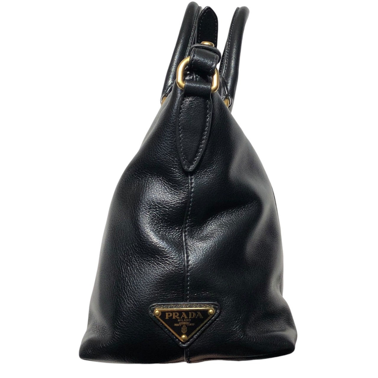 PRADA(プラダ) Embossed logo calf leather 2WAY shoulder bag エンボスロゴ カーフレザー 2WAY ショルダーバッグ 1BA104 ブラック ギャランティカード付属 ロゴ