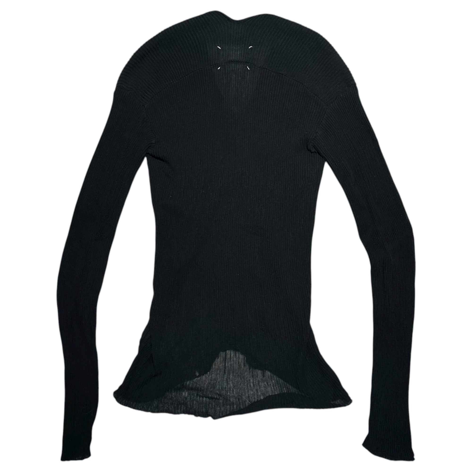 MAISON MARGIELA(メゾンマルジェラ) V-neck Ribbed Knit Cardigan Vネック リブ ニット カーディガン 表記無(M程度) ネイビー ①ライン