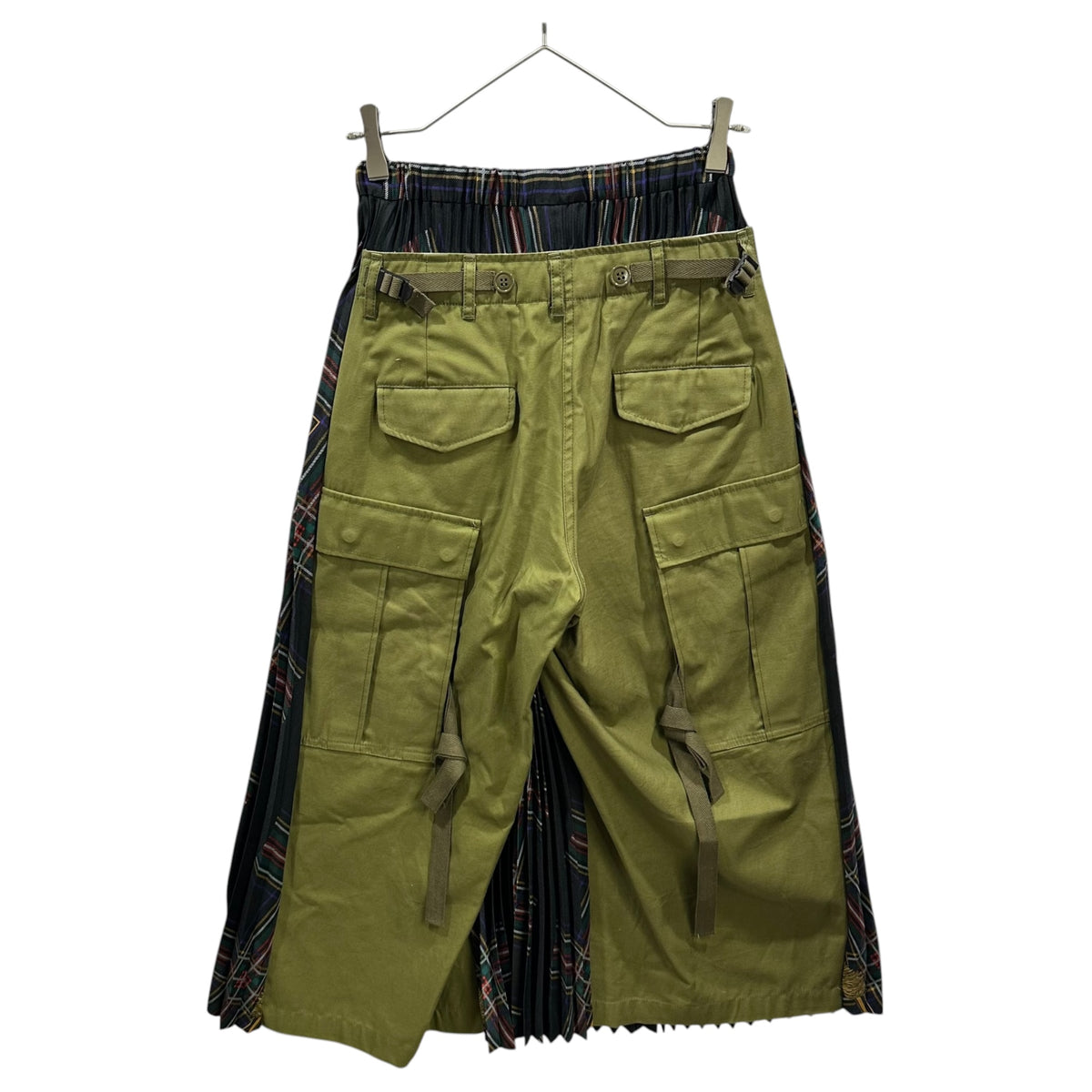 JUNYA WATANABE(ジュンヤワタナベ) 2025SS Reconstructed Pleated-Docked Cargo Pants 再構築 プリーツ ドッキング カーゴ パンツ JO-P027 XS マルチカラー×セージグリーン AD2024