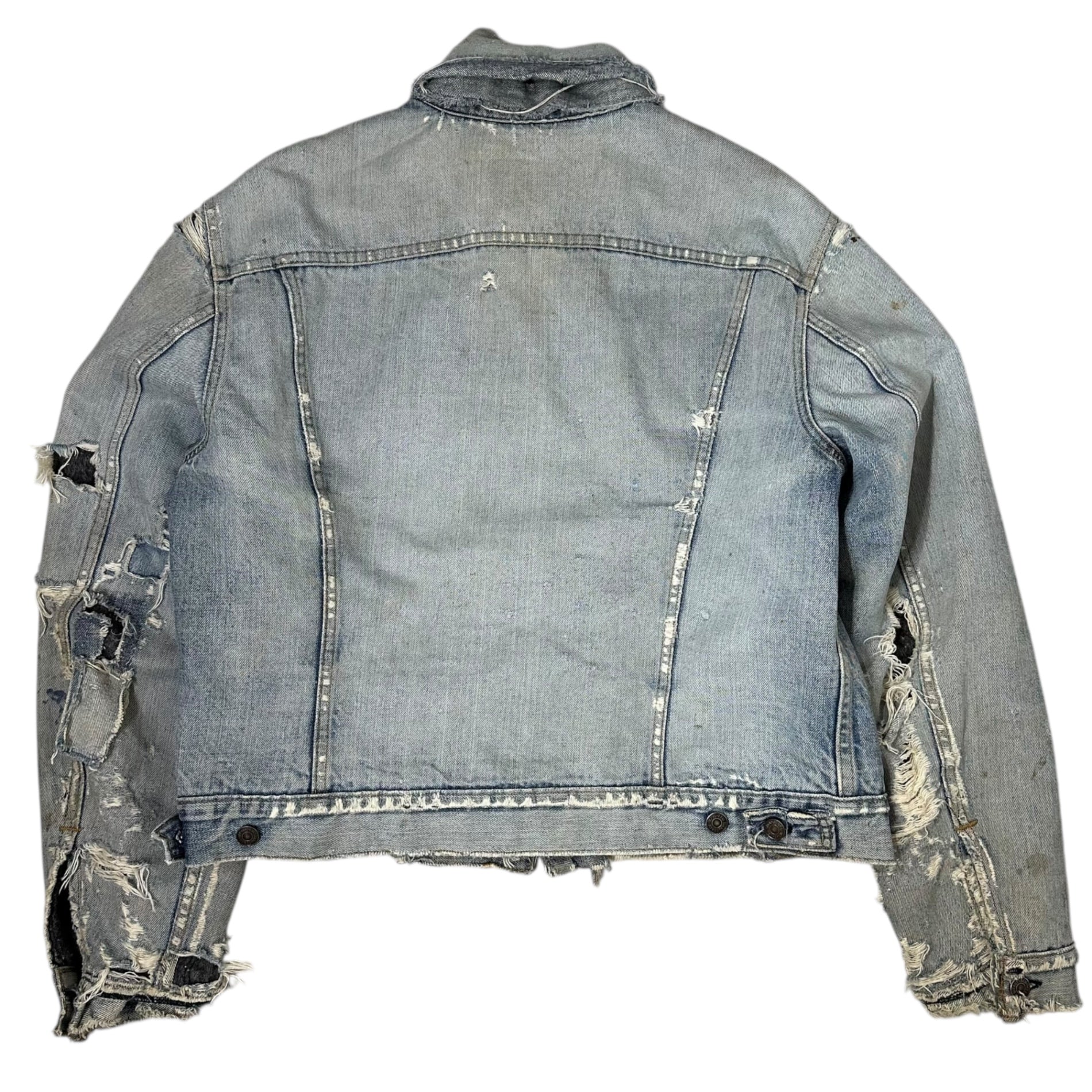 Levi's(リーバイス) 70's 「BORO」 70505 Hard Damaged Lined Blanket Denim Jacket 70年代 ボロ ハードダメージ 裏地 ブランケット デニム ジャケット L~XL程度 ライトインディゴ