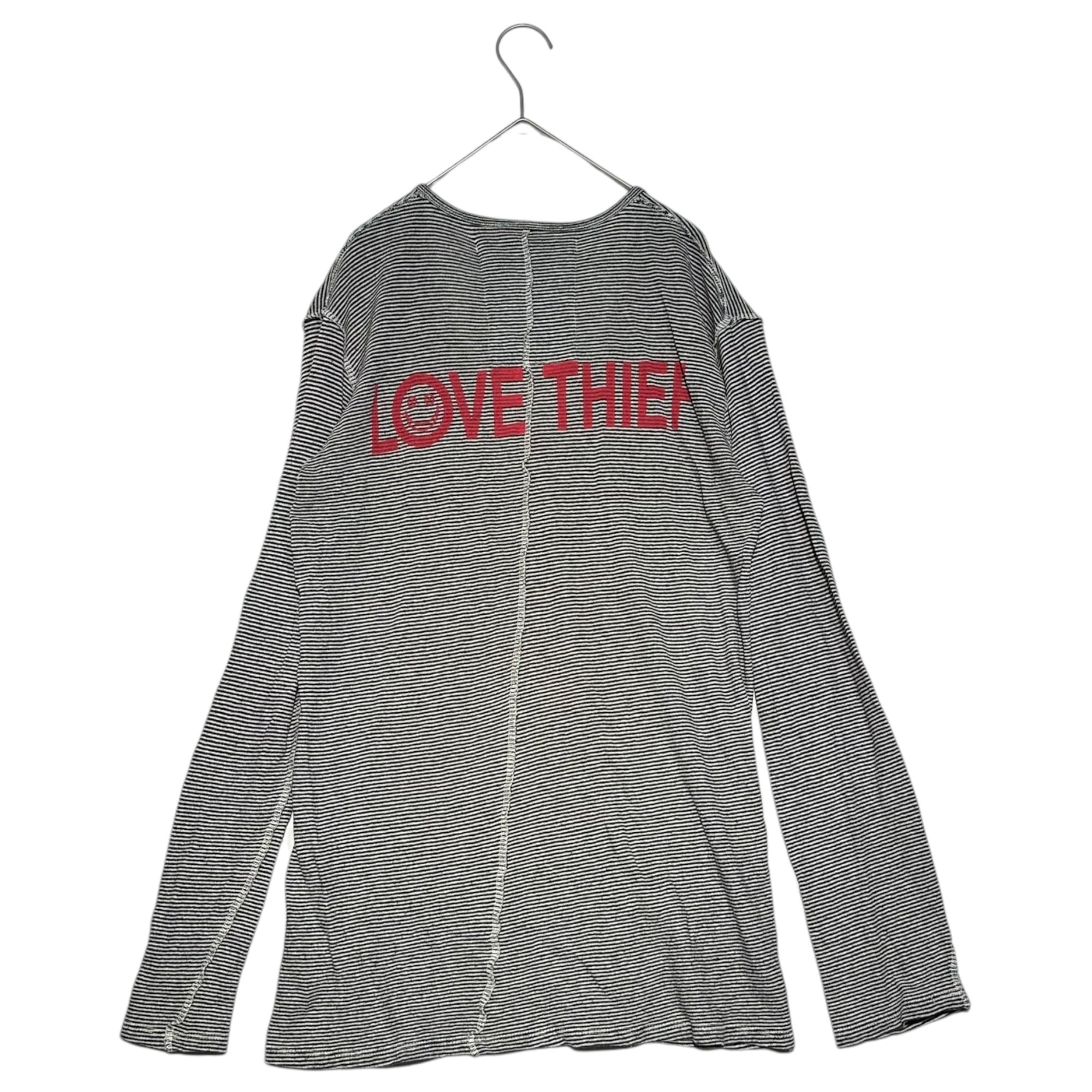 A LOVE MOVEMENT(アラブムーブメント) V-neck Cashmere Reconstructed Striped Cut and Sewn Vネック カシミア 再構築 ボーダー カットソー M ブラック×ホワイト USA製 ALM LOVE THIEF