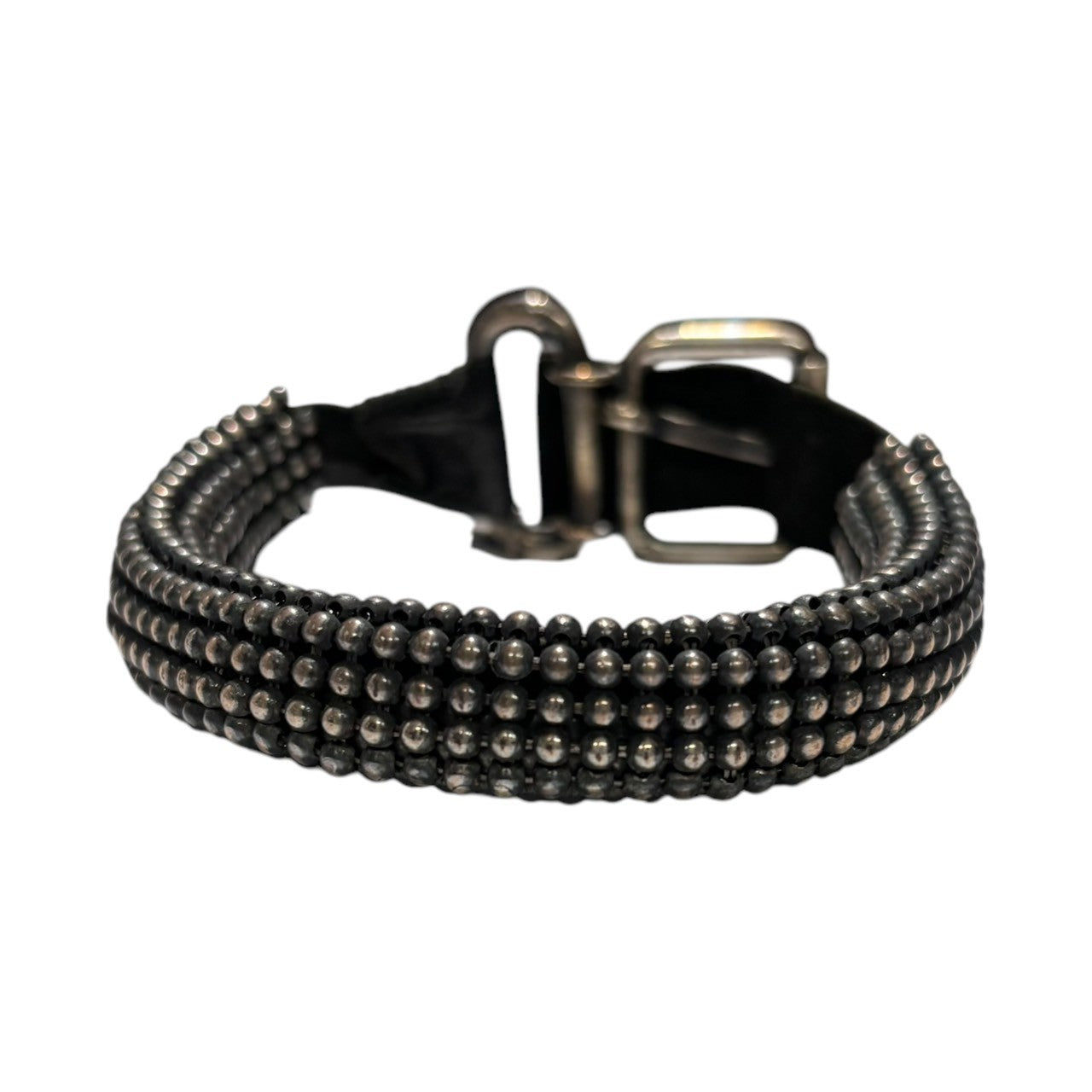 GOTI(ゴティ) 925 silver ball chain Leather bracelet シルバー ボール チェーン レザー ブレスレット ブラック×シルバー アクセサリー