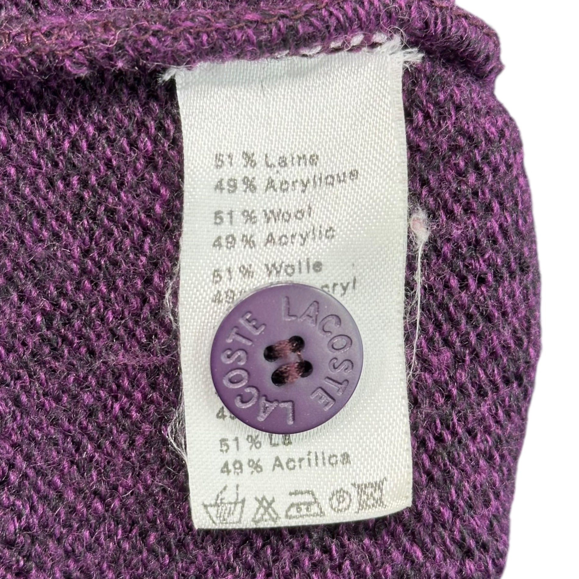 CHEMISE LACOSTE(シェミーズ ラコステ) 70's Wool Long Cardigan 70年代 ウール ロング カーディガン S パープル フランス製