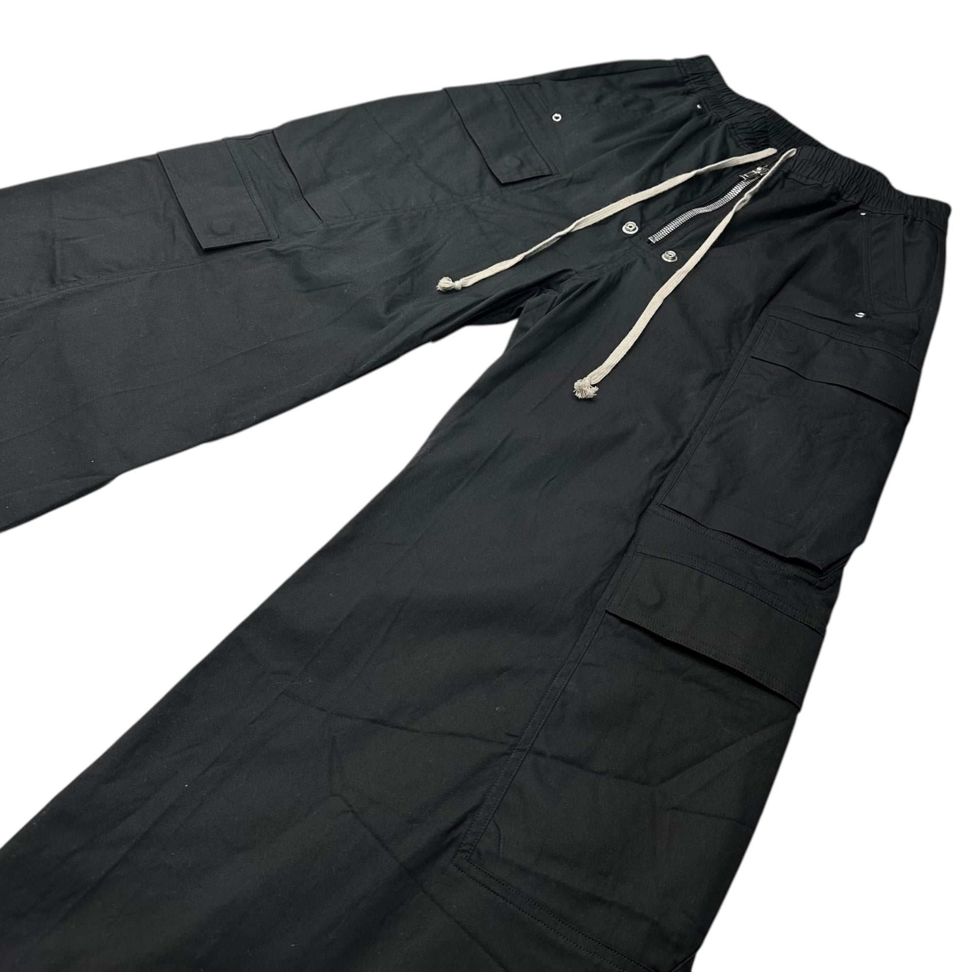 Rick Owens(リックオウエンス) 25SS Cargobelas Pants カーゴベラ パンツ ロング RU01E5339-TE 48 ブラック コットン ストレッチ ポプリン