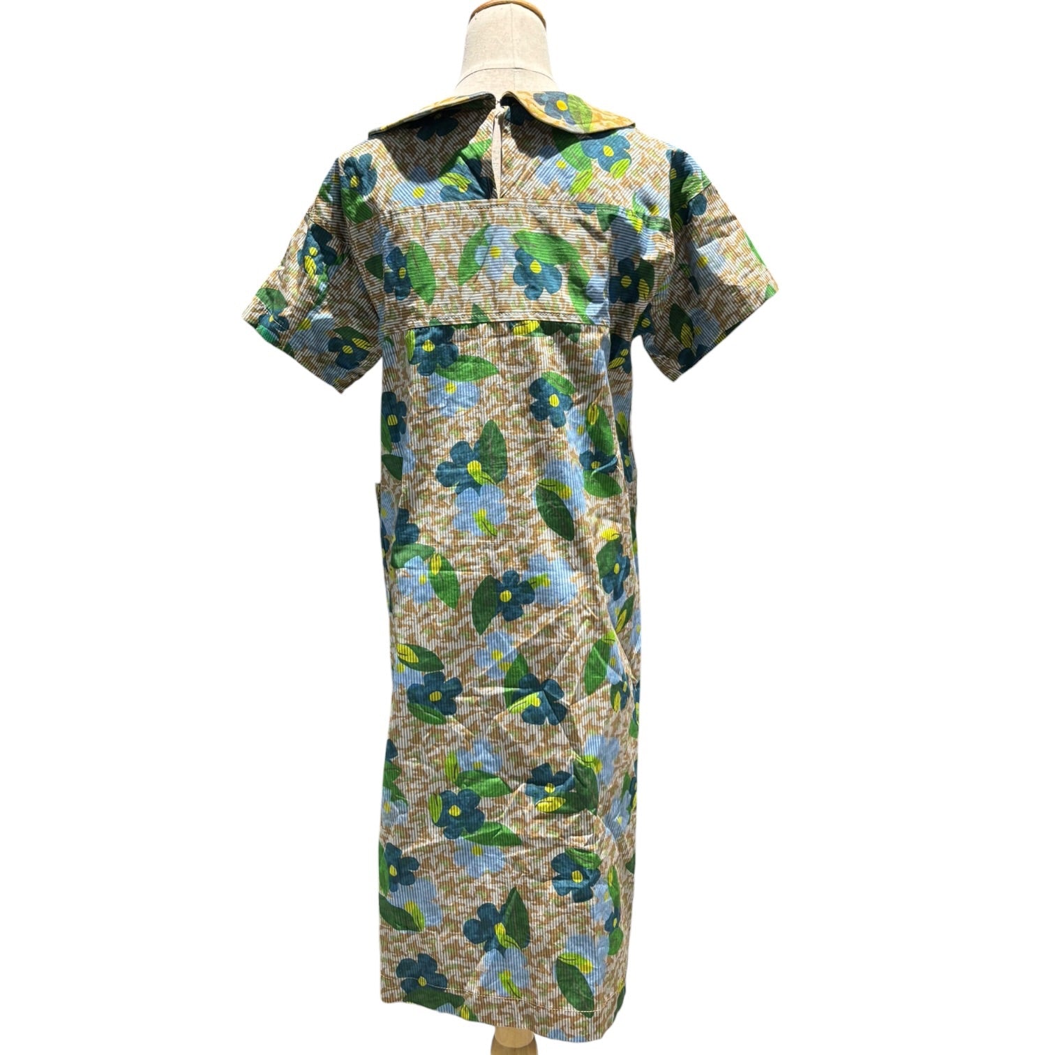 tricot COMME des GARCONS(トリココムデギャルソン) 13AW Botanical & Stripe Design S/S Dress ボタニカル & ストライプ デザイン 半袖 ワンピース TL-O012 M ブルー×グリーン×ブラウン AD2013