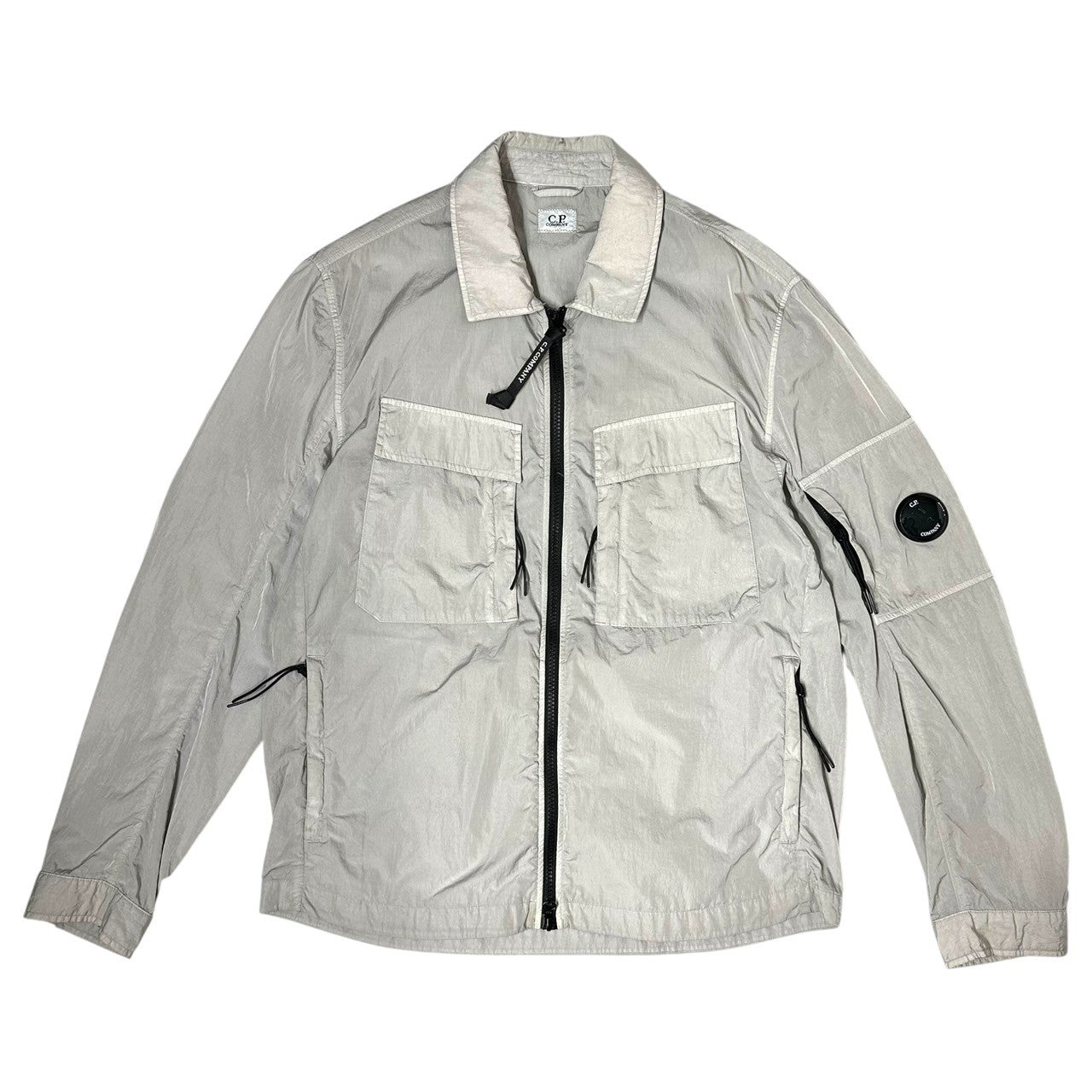 C.P.COMPANY(シーピーカンパニー) 14SS Flap Pocket Zip Up Nylon Over Shirt Jacket フラップ ポケット ジップアップ ナイロン オーバー シャツ ジャケット 14CMOS371A 005904G M グレー