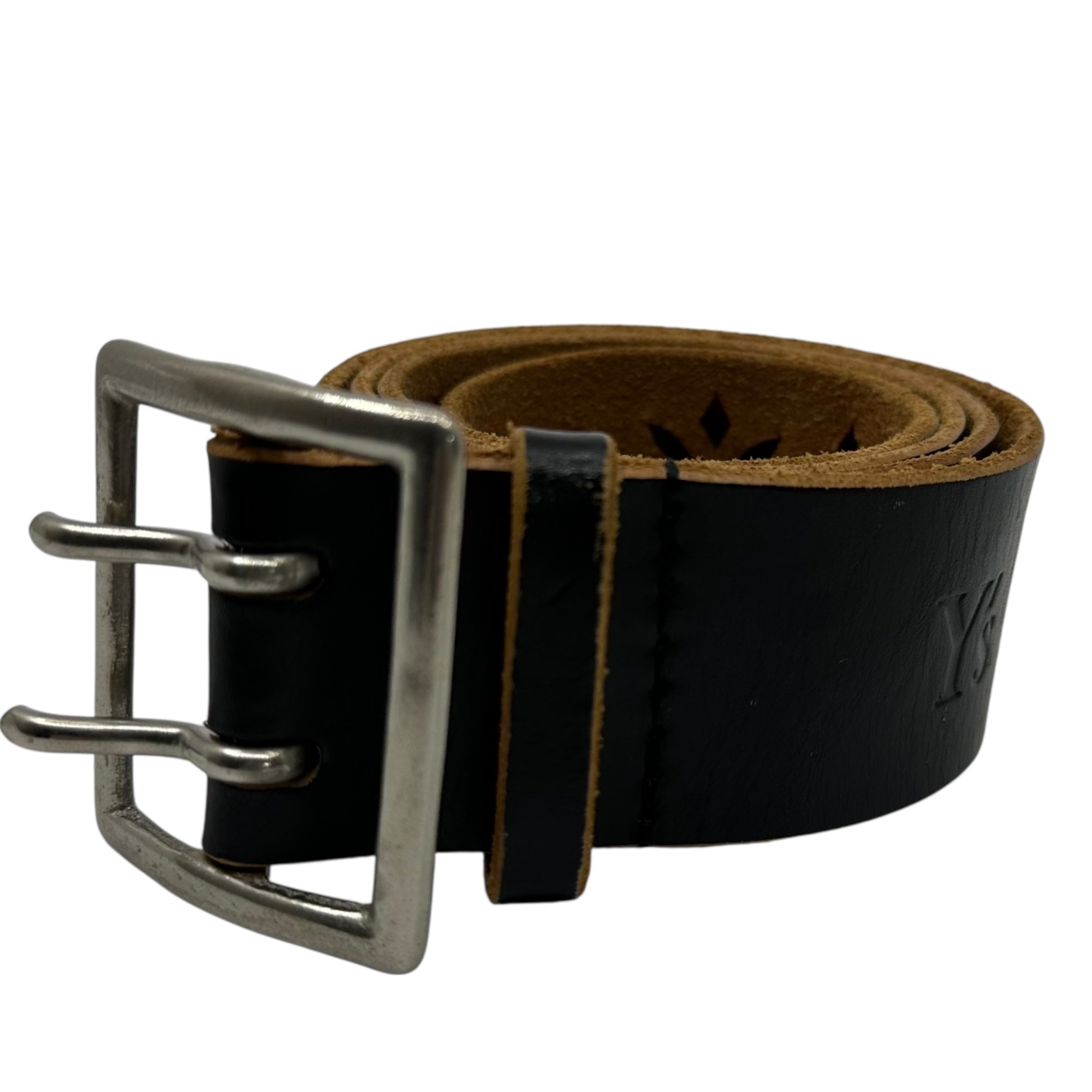 Y's(ワイズ) Flower Punching Leather Belt フラワー パンチング レザー ベルト YB-F06-773 ブラック