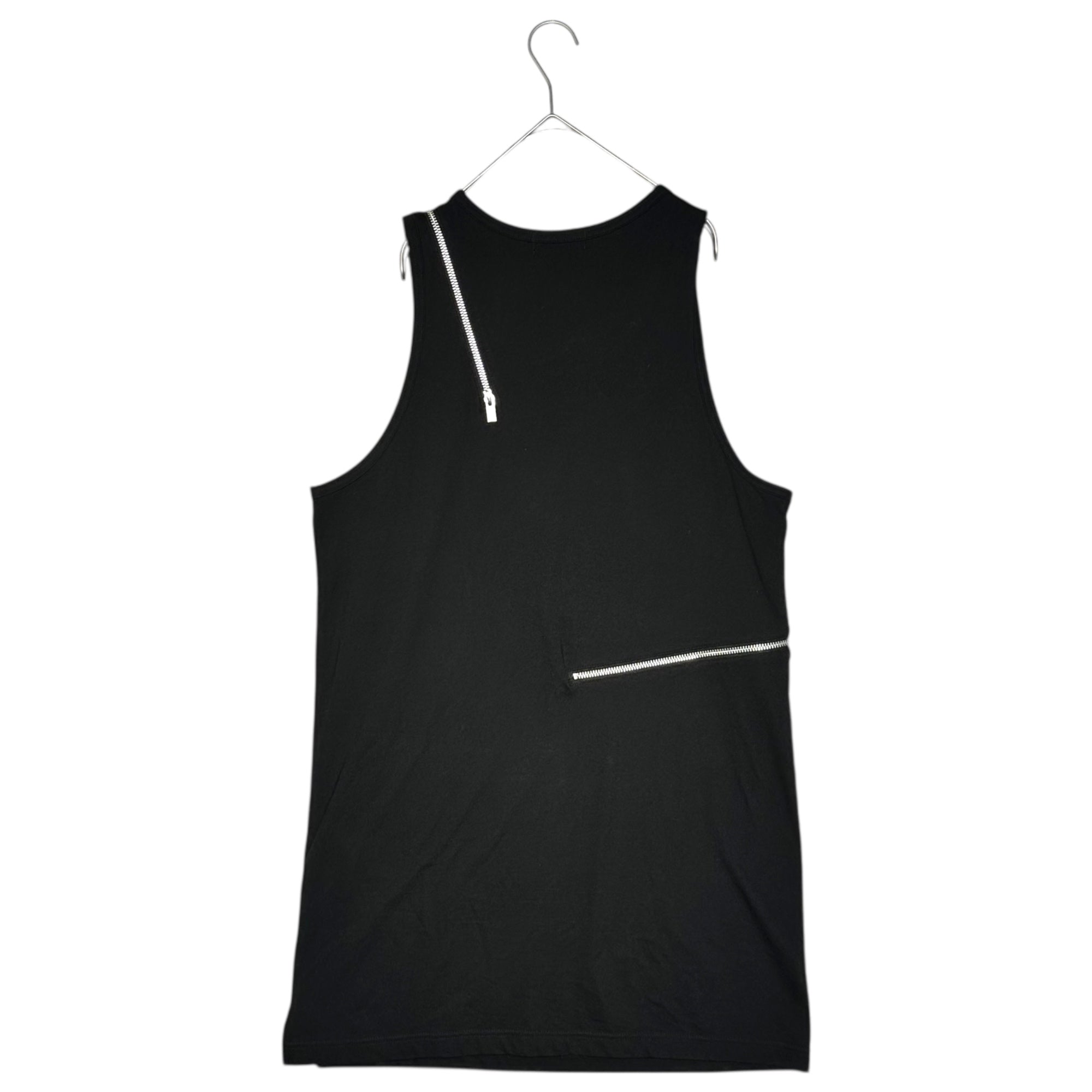 YOHJI YAMAMOTO POUR HOMME(ヨウジヤマモトプールオム) 21AW WE CAN GO THERE Printed Zip Design Sleeveless Cut-and-Sew Tank Top プリント ジップ デザイン ノースリーブ カットソー タンクトップ HX-T31-004 3(L程度) ブラック