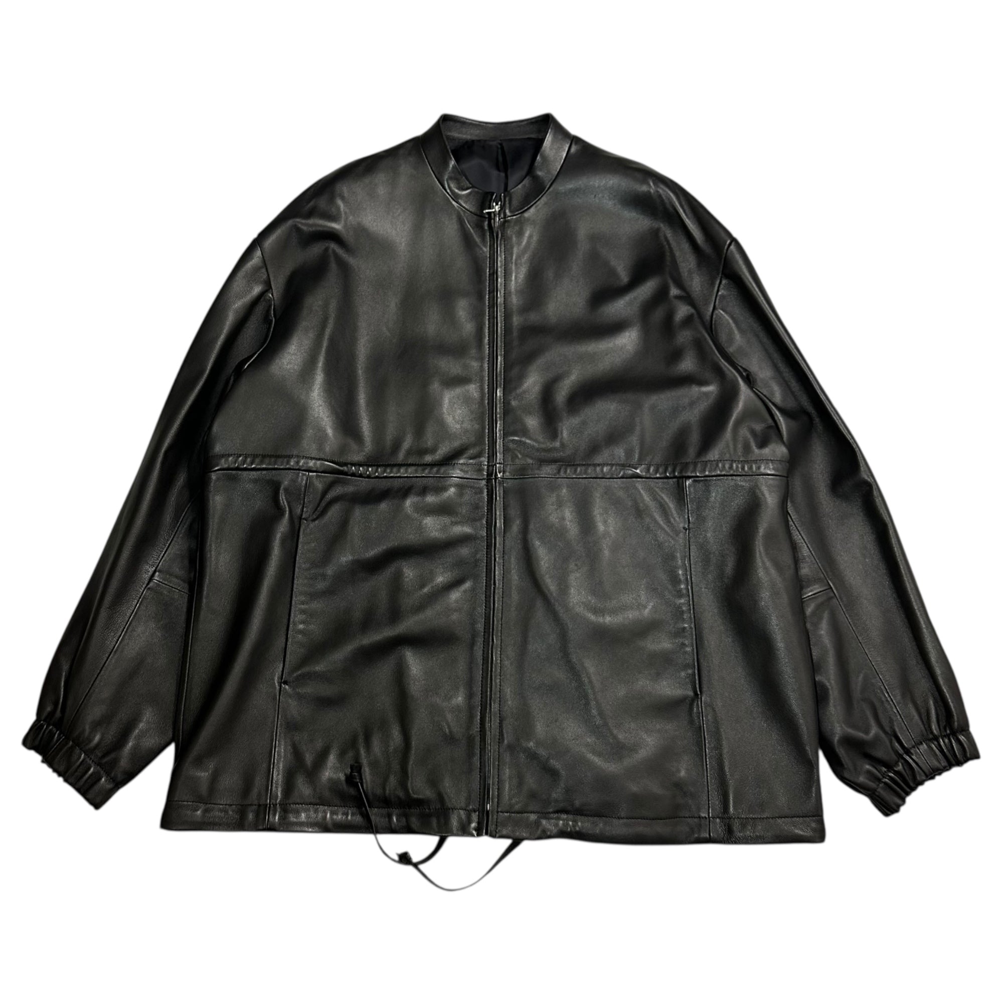 stein(シュタイン) leather drawstring jacket レザー ドローストリング ジャケット ジップアップ ST.493 S ブラック