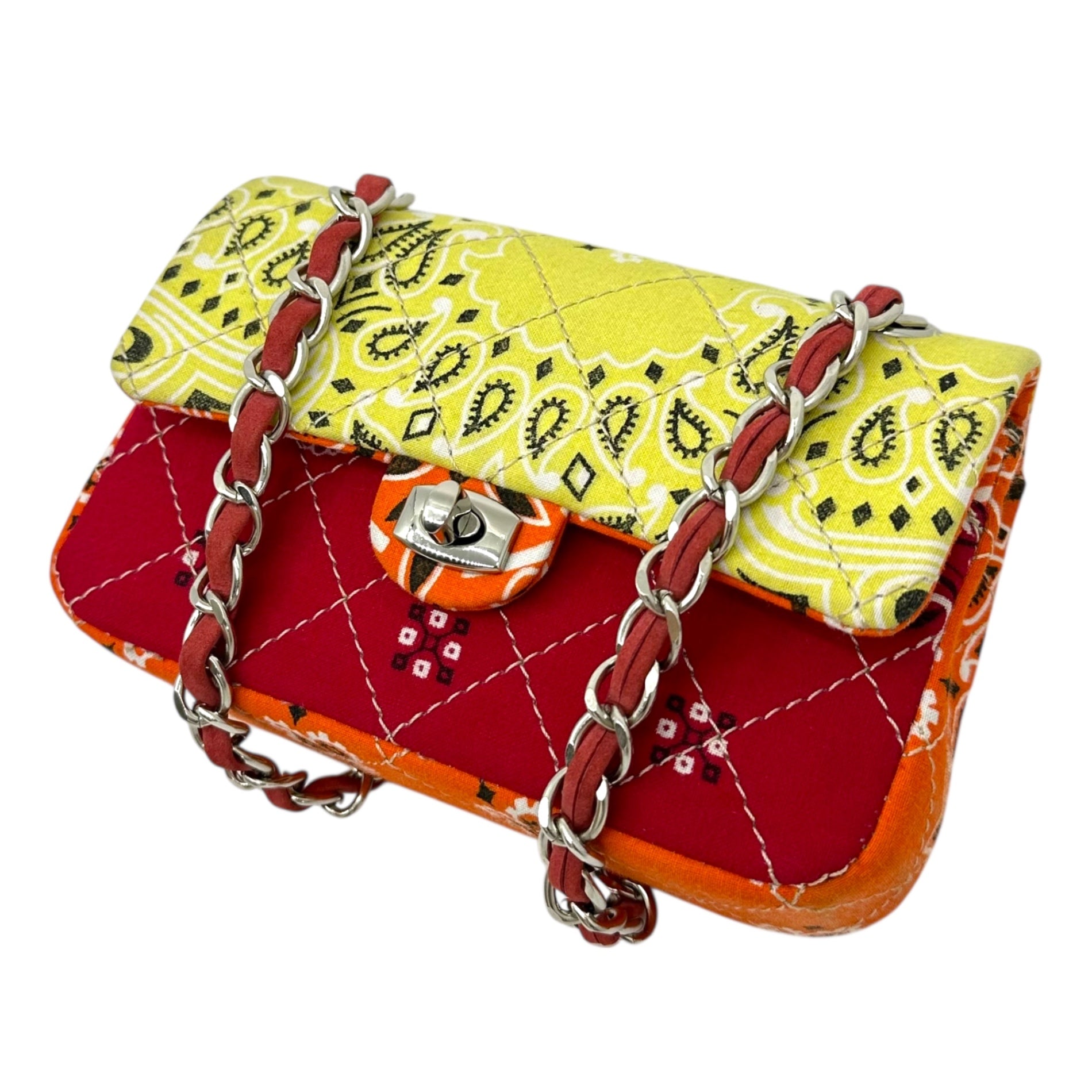 READYMADE(レディメイド) Vintage Bandana Reconstructed Flap Chain Shoulder Bag ヴィンテージ バンダナ 再構築 フラップ チェーン ショルダー バッグ イエロー×レッド×オレンジ