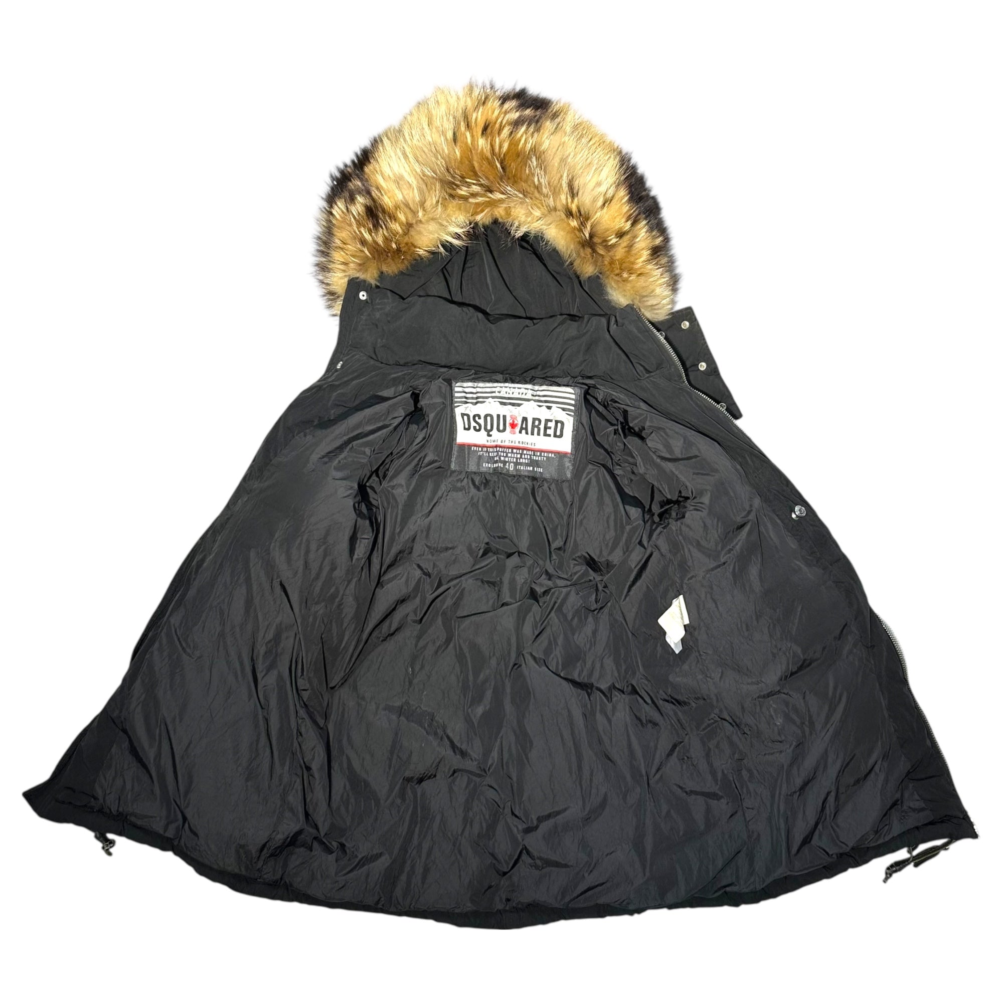 DSQUARED2(ディースクエアード) 10AW Big Fur Hood Nylon Down Jacket ビッグ ファー フード ナイロン ダウン ジャケット Y2K 72 A085 40(L程度) ブラック ここのえタグ