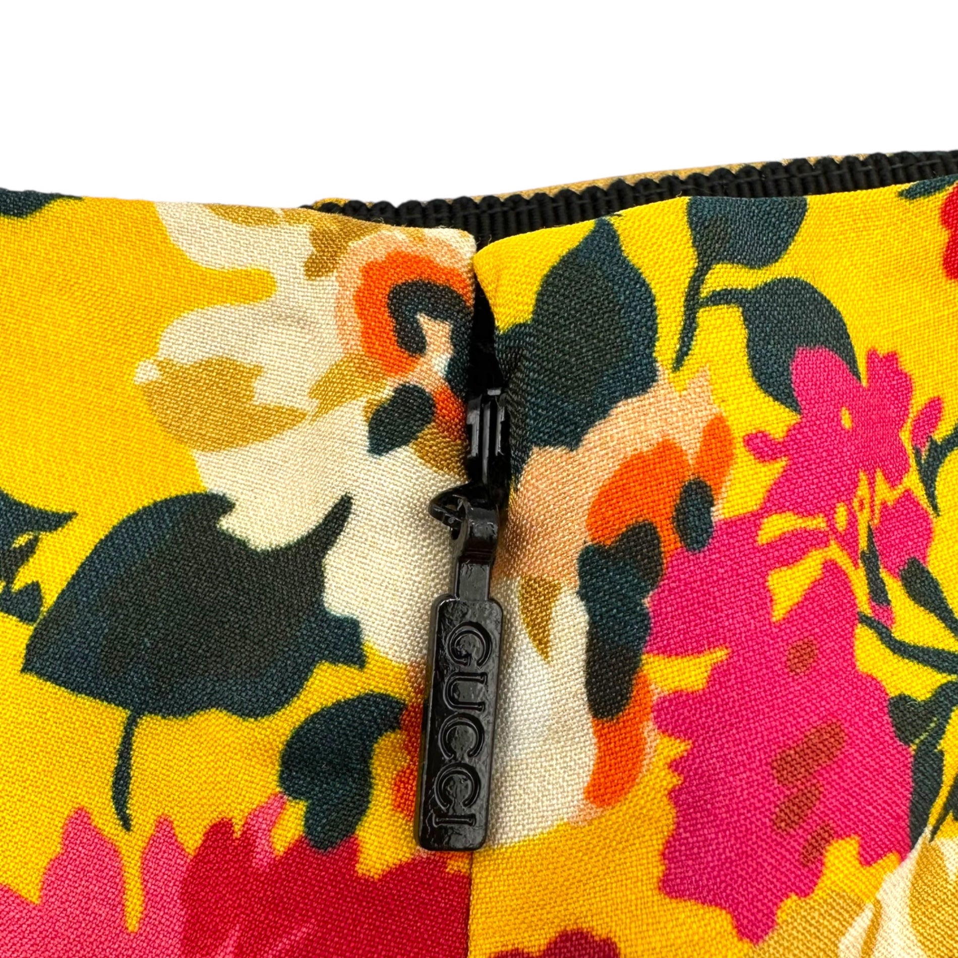 GUCCI(グッチ) 18SS Floral Print Flared Knee-Length Skirt 花柄 フレア ひざ丈 スカート 40 イエロー×ピンク Aライン