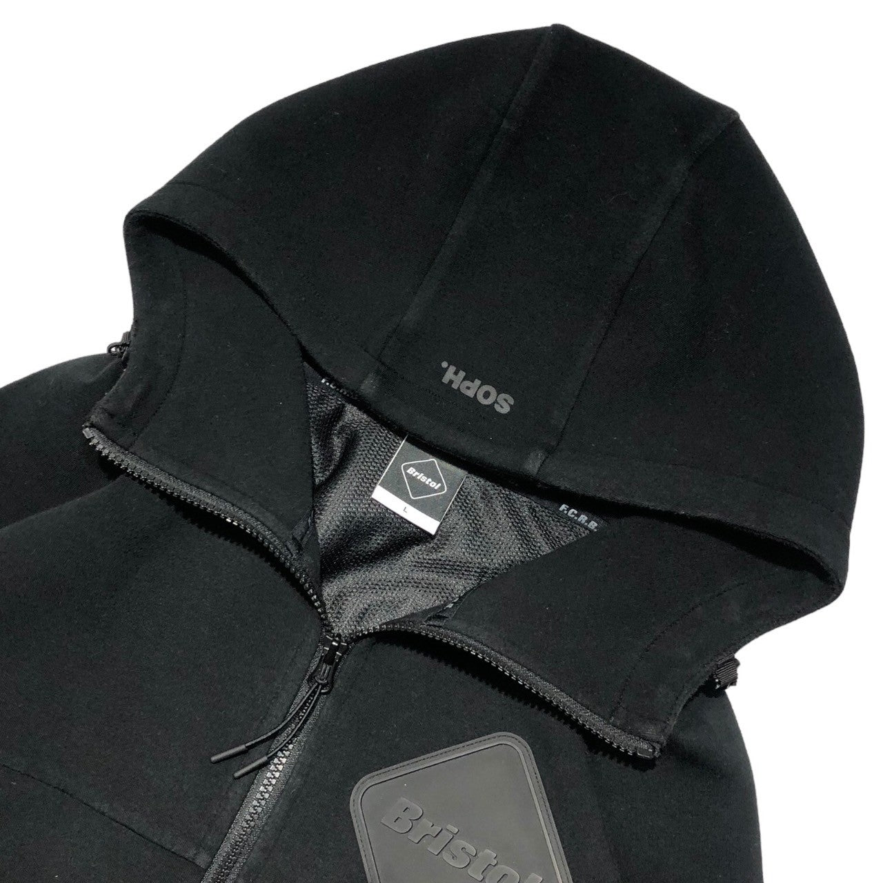 F.C.Real Bristol FCRB(エフシーレアルブリストル) VENTILATION HOODIE ベンチレーション フーディ FCRB-192003 L ブラック ジップ パーカー ロゴ