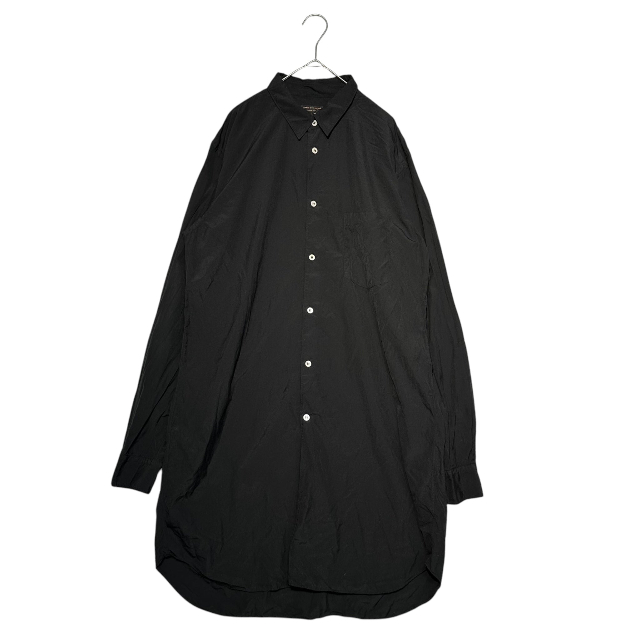 COMME des GARCONS HOMME PLUS(コムデギャルソンオムプリュス) 22SS 花の存在期 Polyester spun broadcloth product-dyed long shirt ポリエステル スパンブロード 製品染め ロング シャツ PJ-B005 L ブラック AD2022