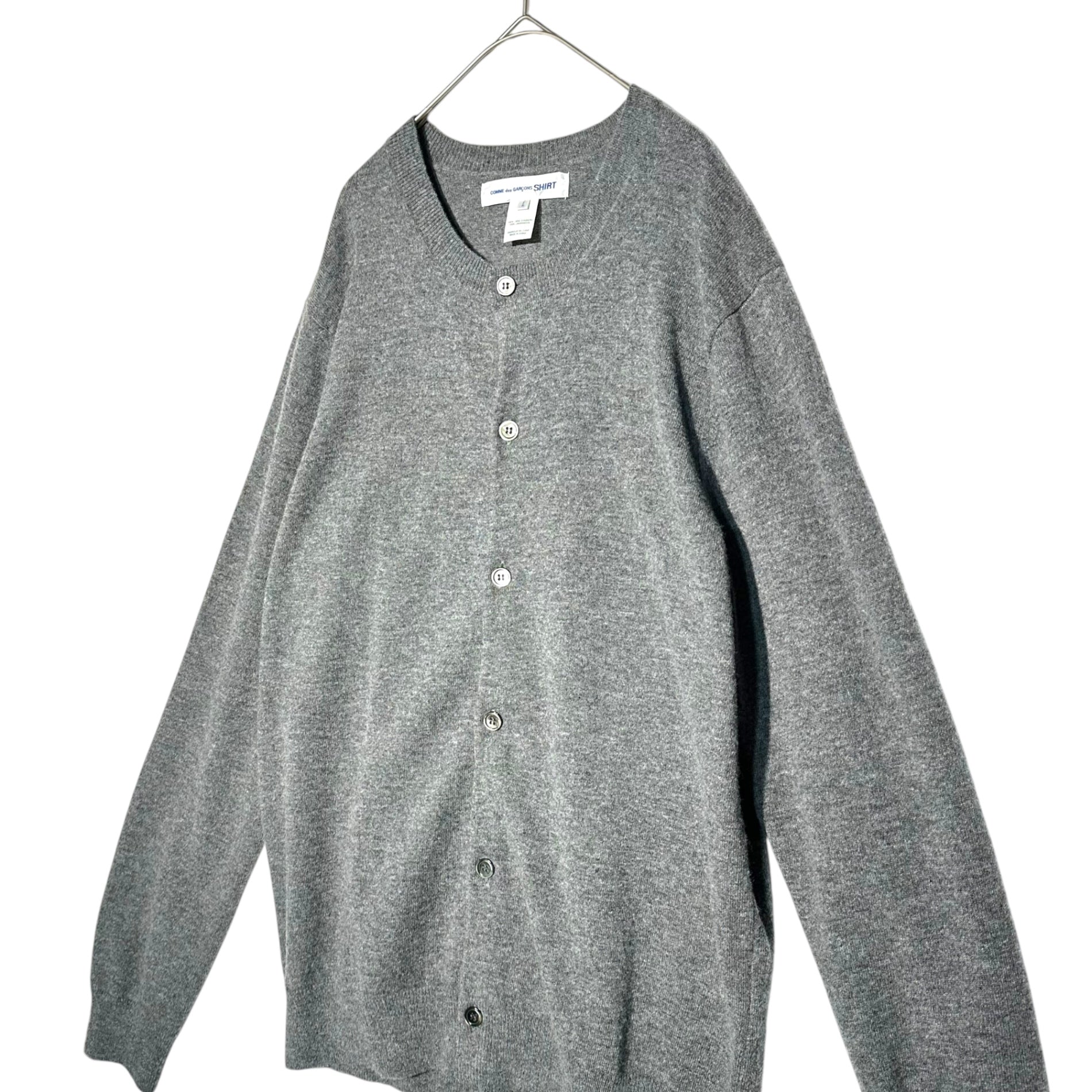 COMME des GARCONS SHIRT(コムデギャルソンシャツ) FULLY FASHIONED KNIT CARDIGAN ROUND-NECK ラウンドネック フルファッション ニット カーディガン FZ-N106 L グレー