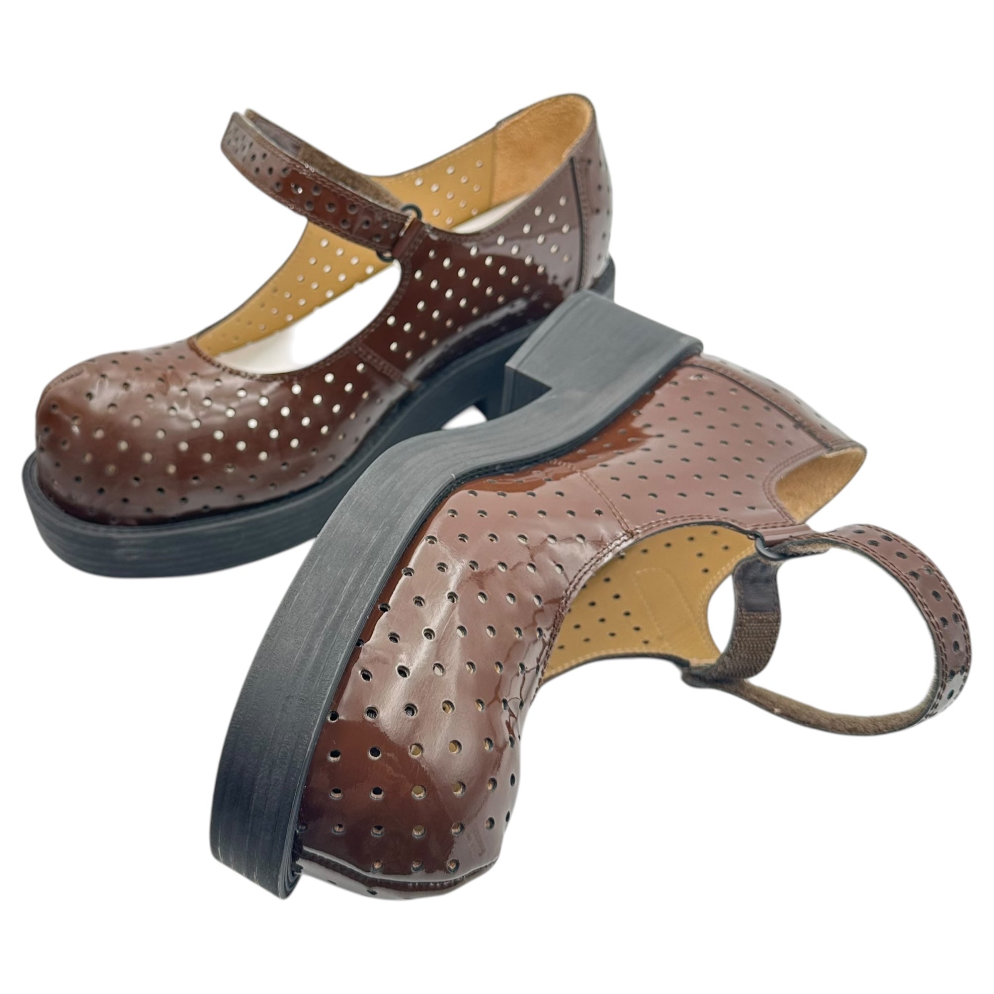 MM6 Maison Margiela(エムエムシックス) 24SS ”Sample product” Patent Leather Perforated Mary Jane Shoes サンプル品 パテントレザー パンチング メリージェーン シューズ 43(28cm程度) ブラウン ソルド品