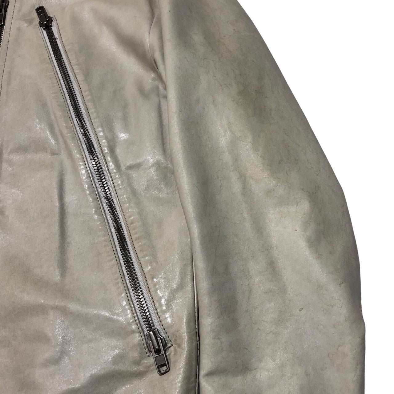 Martin Margiela 10(マルタンマルジェラ10) 09SS 本人期 5zip riders/Figure eight single riders/八の字ライダースジャケット/牛革 30 AM 101 SIZE 44 クリーム