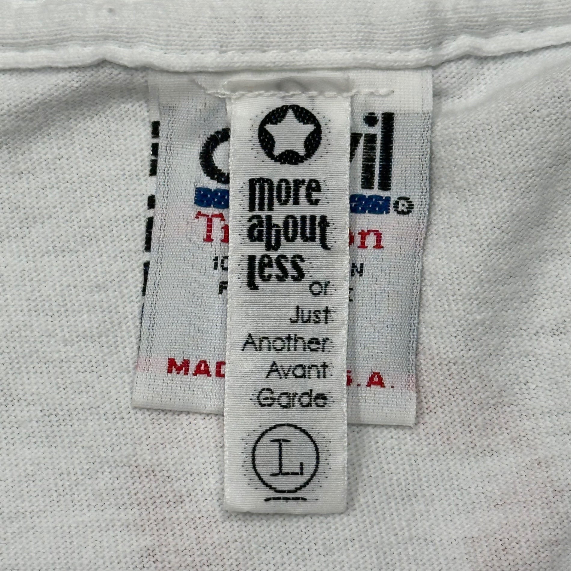 MORE ABOUT LESS(モアアバウトレス) 2000’s Relax Graphic print s/s T-shirt グラフィック プリント 半袖 Tシャツ L ホワイト×レッド×ブラック 雑誌(Relax)展示会限定Tシャツ
