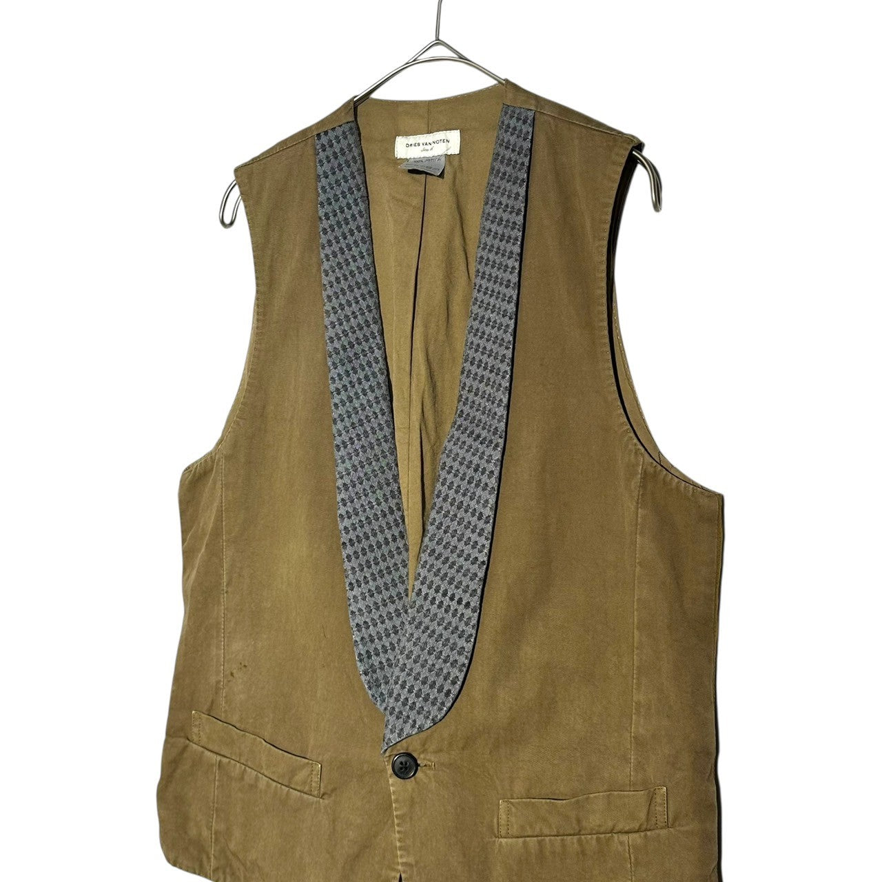 DRIES VAN NOTEN(ドリスヴァンノッテン) 00's Archived Gilet Vest アーカイブ 切替 ジレ ベスト 46(S程度) ブラウン