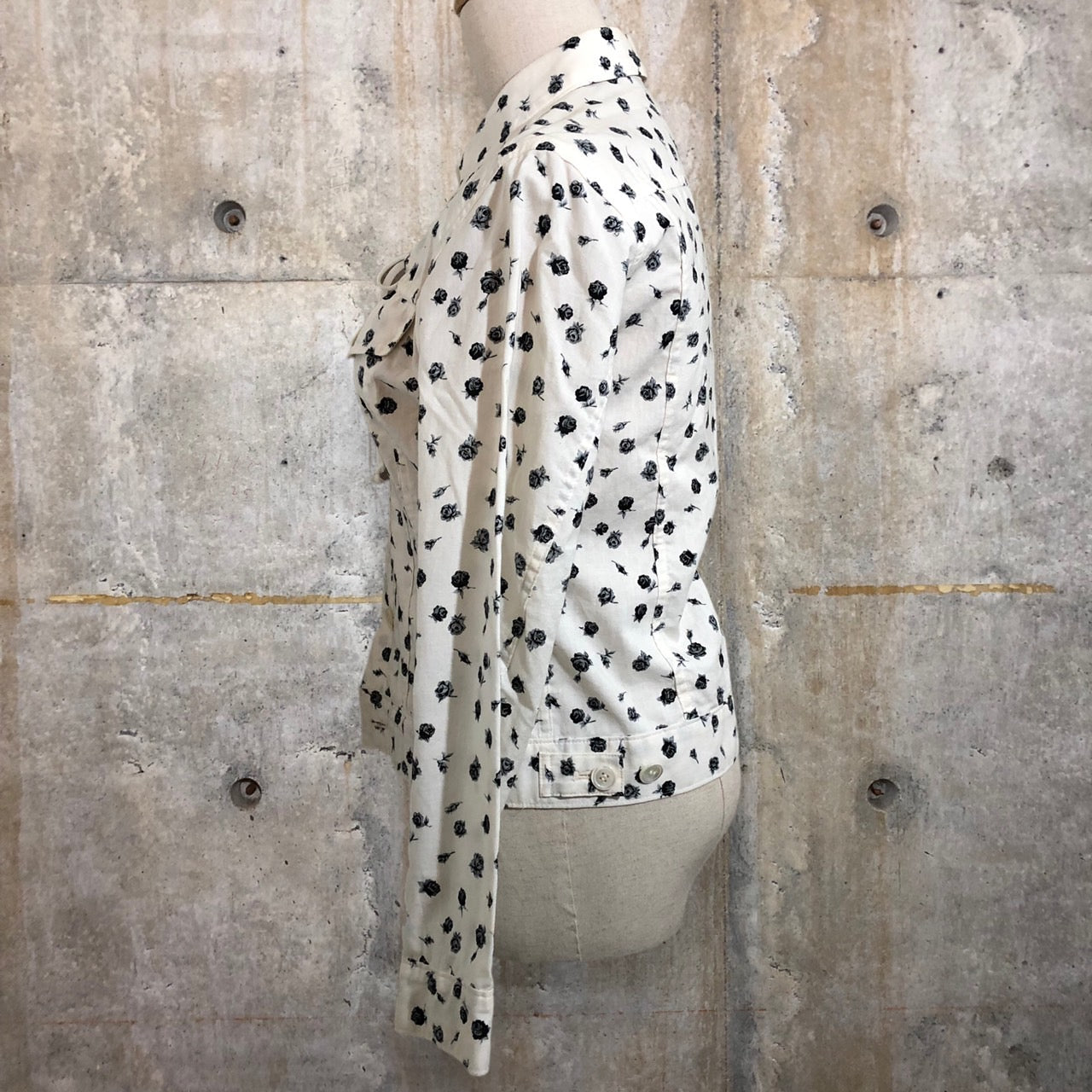 COMME des GARCONS(コムデギャルソン) 02SSフラワープリントジャケット/00S/稀少/花柄 GE-J060 SIZE S アイボリー×ブラック AD2001