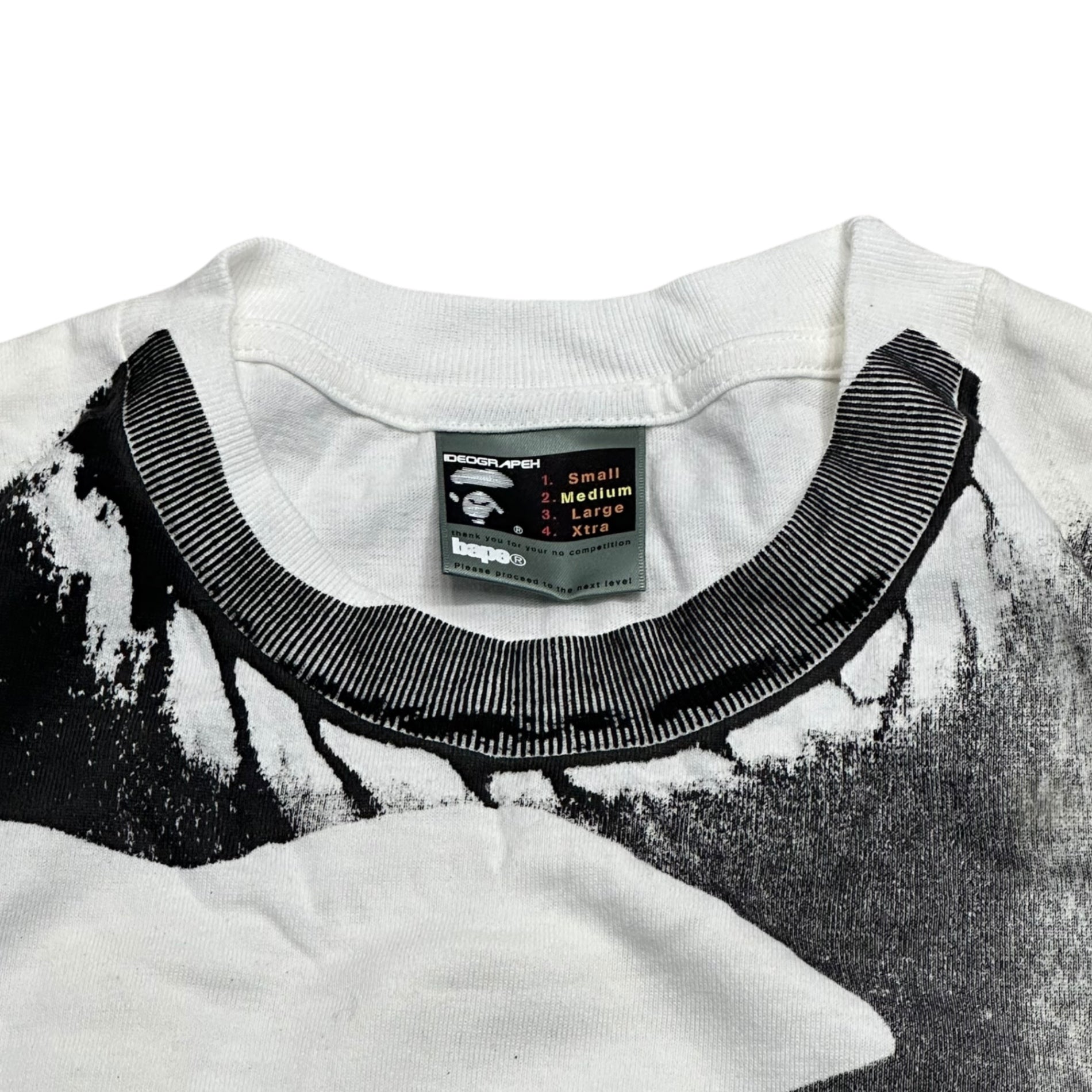 A BATHING APE(アベイシングエイプ) 90~00's BAPE “HAND PRINT APE HEAD / CAN TEE” 90年代 00年代 ベイプ 手刷り ハンドプリント エイプ ヘッド 缶 Tシャツ シリアルナンバー有 M ホワイト×ブラック 少数生産 稀少品 手刷りの為一点物