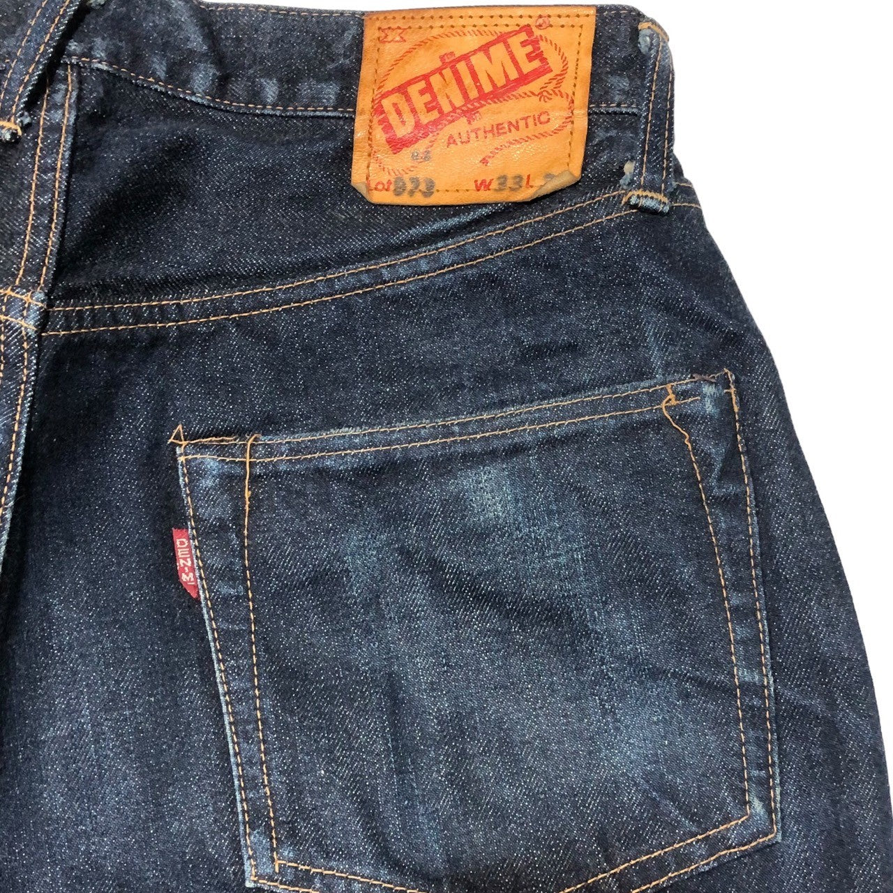 DENIME(ドゥニーム) 90's 初期 XX モデル セルビッチ ストレート デニム パンツ ジーンズ W33 インディゴ 濃紺 旧 DENIME 赤耳 日本製 革パッチ