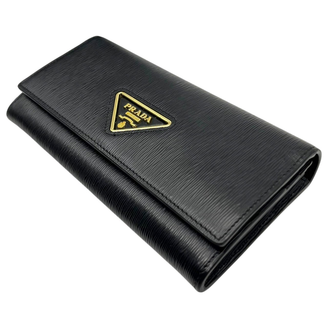 PRADA(プラダ) 2CNO VITELLO MOVE MOVE TR レザー 長財布 1MH132 ブラック ウォレット 三角ロゴ 箱付