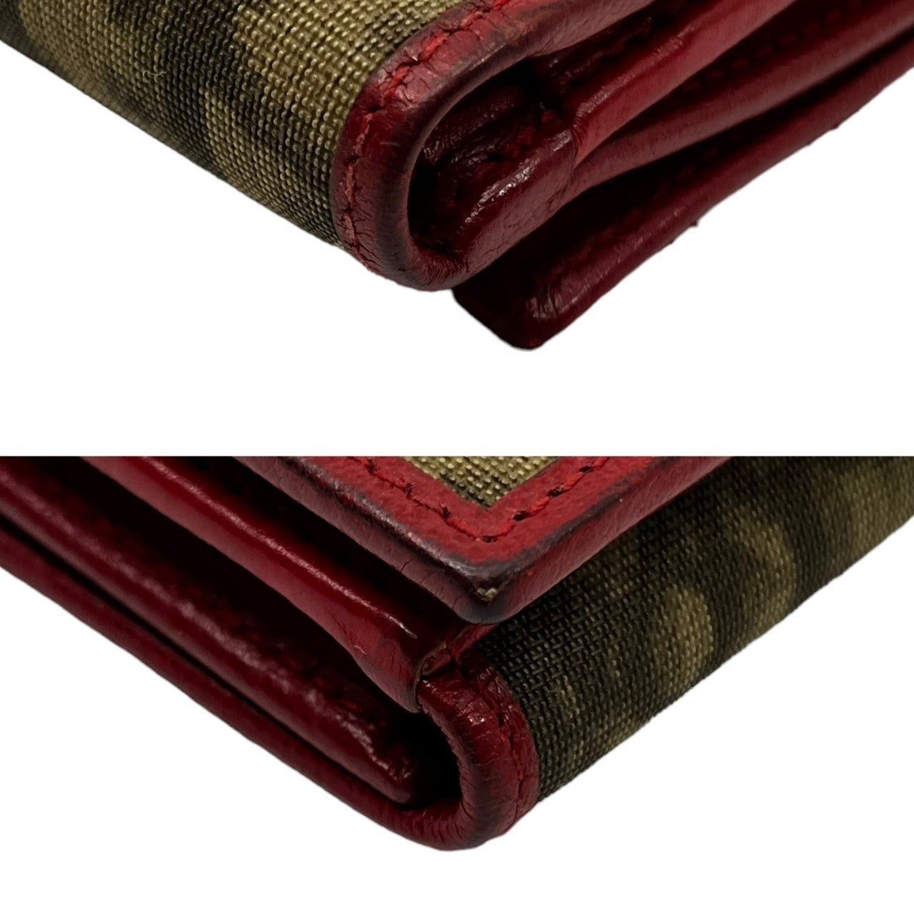 Christian Dior(クリスチャンディオール) トロッター ミニ財布 2つ折り財布 ベージュ レッド×グリーン×イエロー ラスタカラー