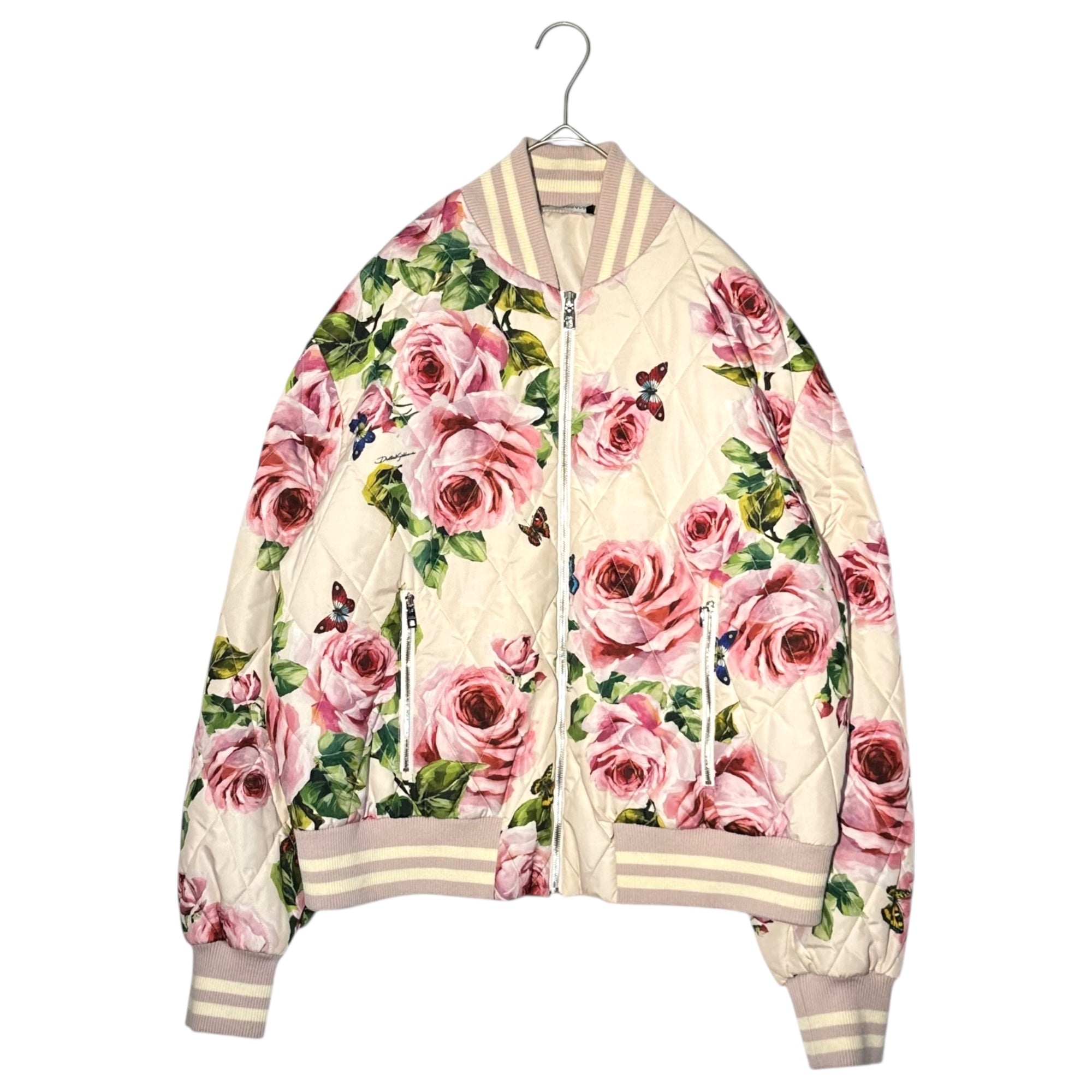 DOLCE&GABBANA(ドルチェ&ガッバーナドルガバ) Floral Print Bomber Jacket フローラル プリント ボンバー ジャケット F9982T FSM9T 44(XS程度) ピンク×グリーン ブルゾン
