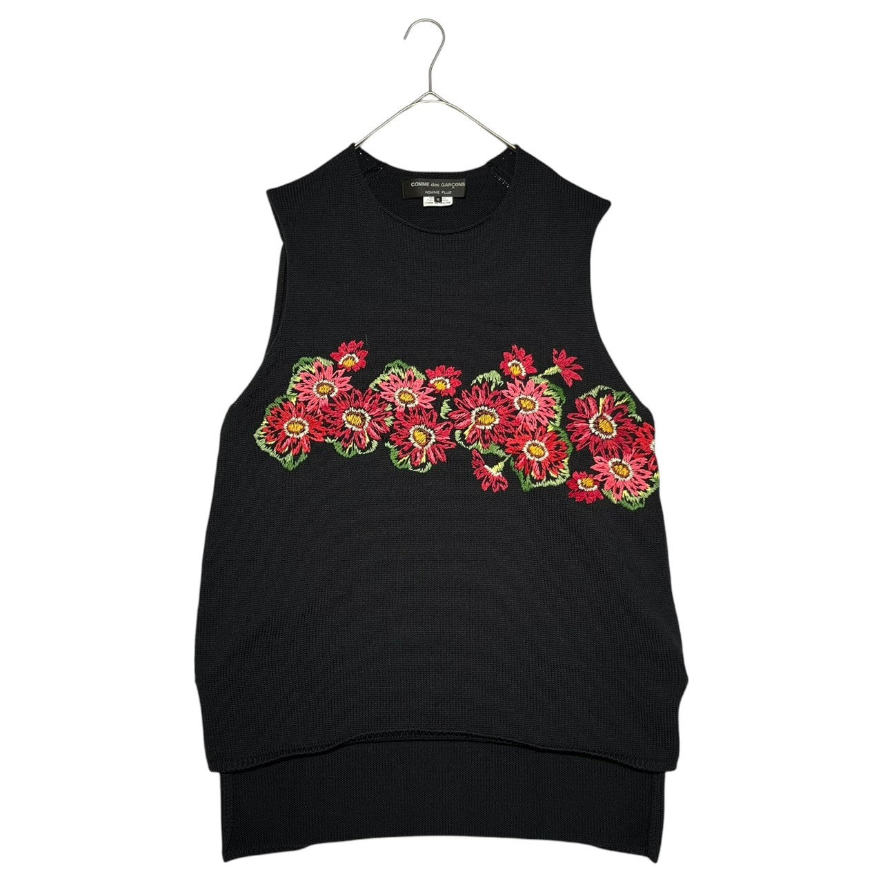 COMME des GARCONS HOMME PLUS(コムデギャルソンオムプリュス) 22SS 花の存在期 flower embroidery pullover knit vest フラワー 刺繍 プルオーバー ニット ベスト PI-N011 M ブラック AD2021