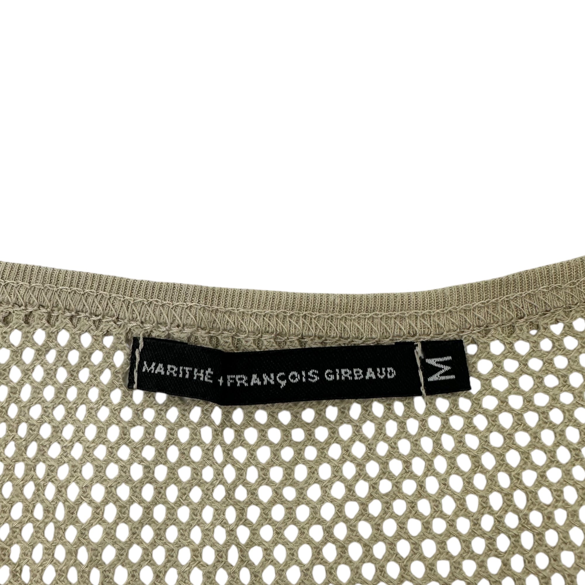 MARITHE FRANCOIS GIRBAUD(マリテフランソワジルボー) 00's Back graphic print mesh gilet バック グラフィック プリント メッシュ ジレ F5-6468 M ベージュ ベスト Y2K