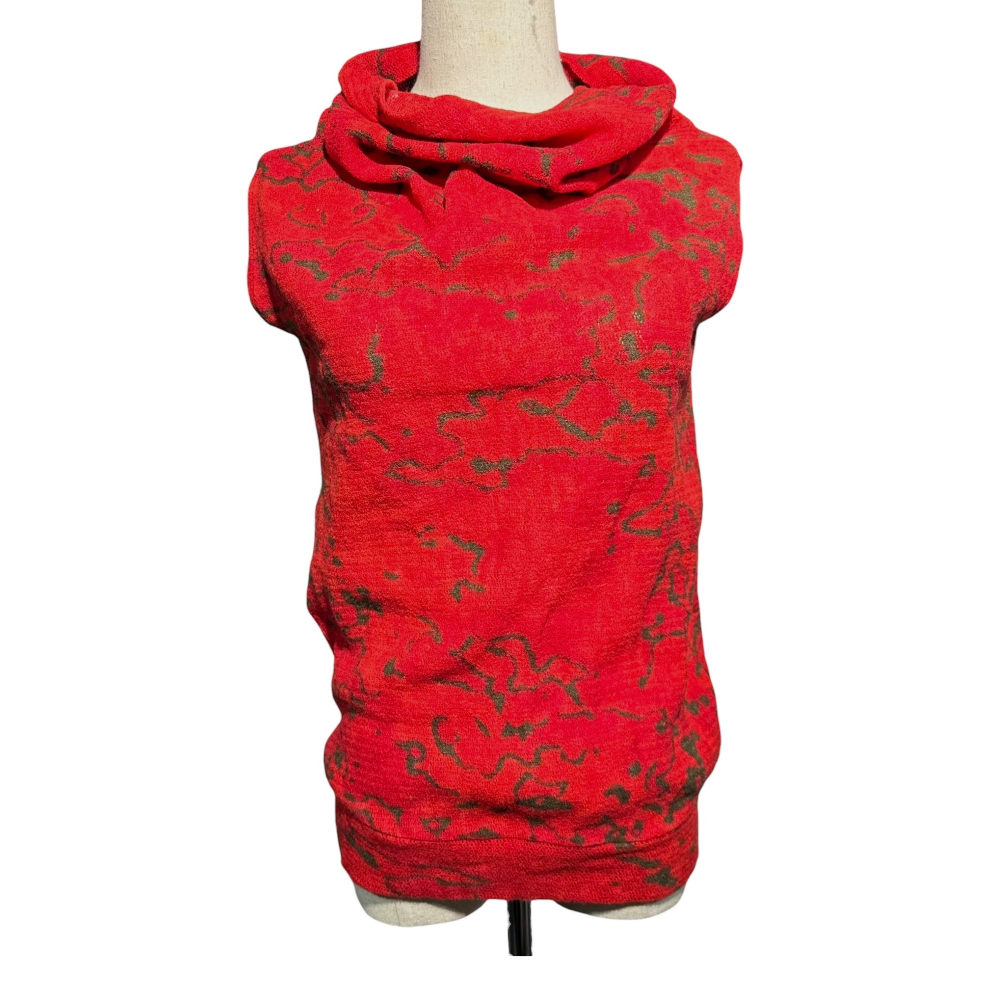 Y's(ワイズ) Camouflage High-Neck Wool Sleeveless Top カモフラ ハイネック ウール ノースリーブ YJ-T50-858 3 レッド