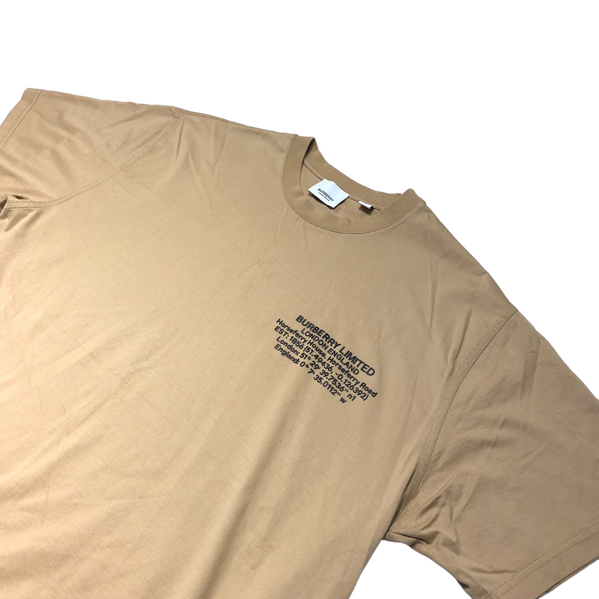 BURBERRY(バーバリー) Location Print Cotton Oversized T-shirt ロケーションプリント オーバーサイズ Tシャツ 8043275/71E M ベージュ×ブラック