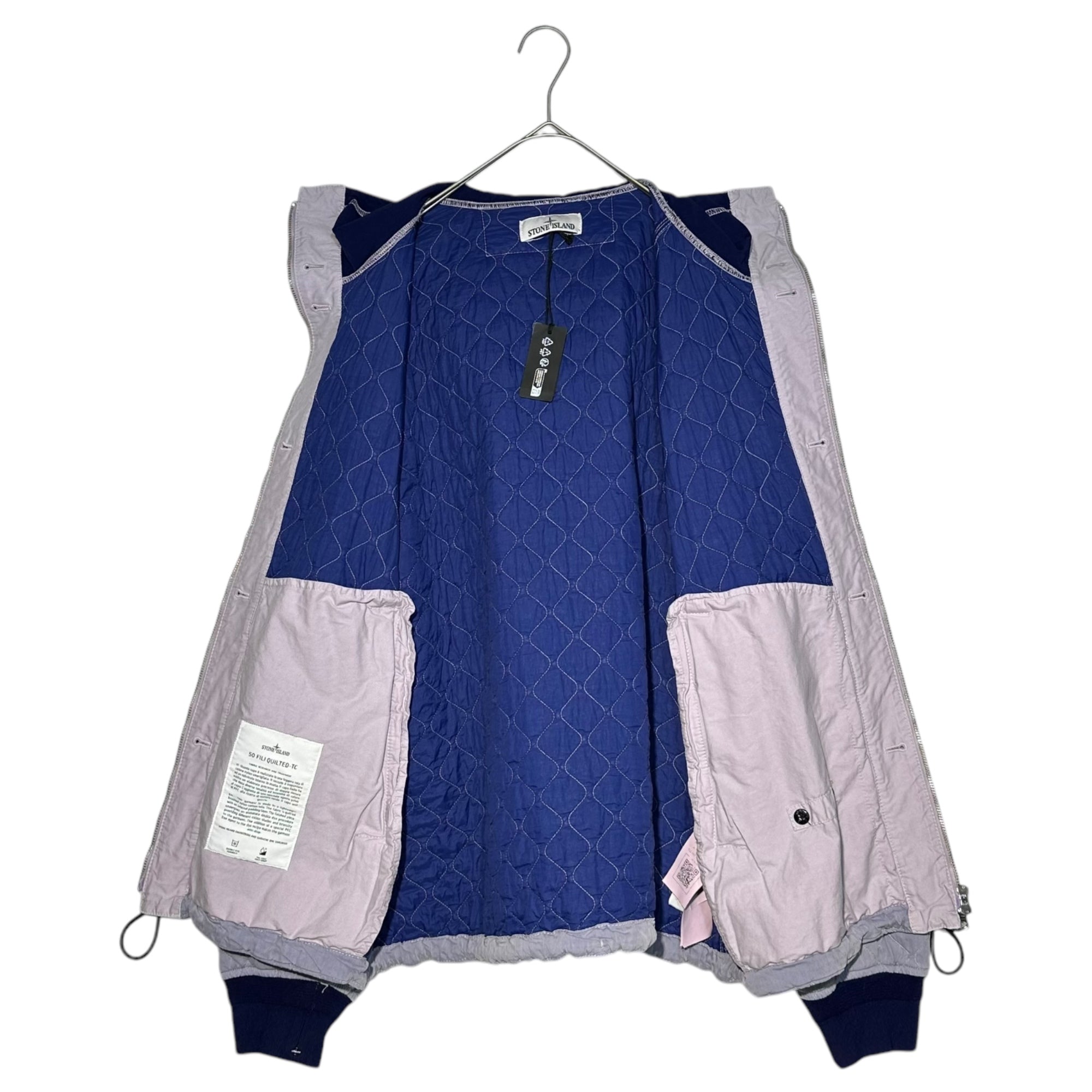 STONE ISLAND(ストーンアイランド) 23AW Quilted Hooded Zip-Up Jacket キルティング フーデット ジップアップ ジャケット 791540133 L ライトパープル×ブルー マウンテンパーカー