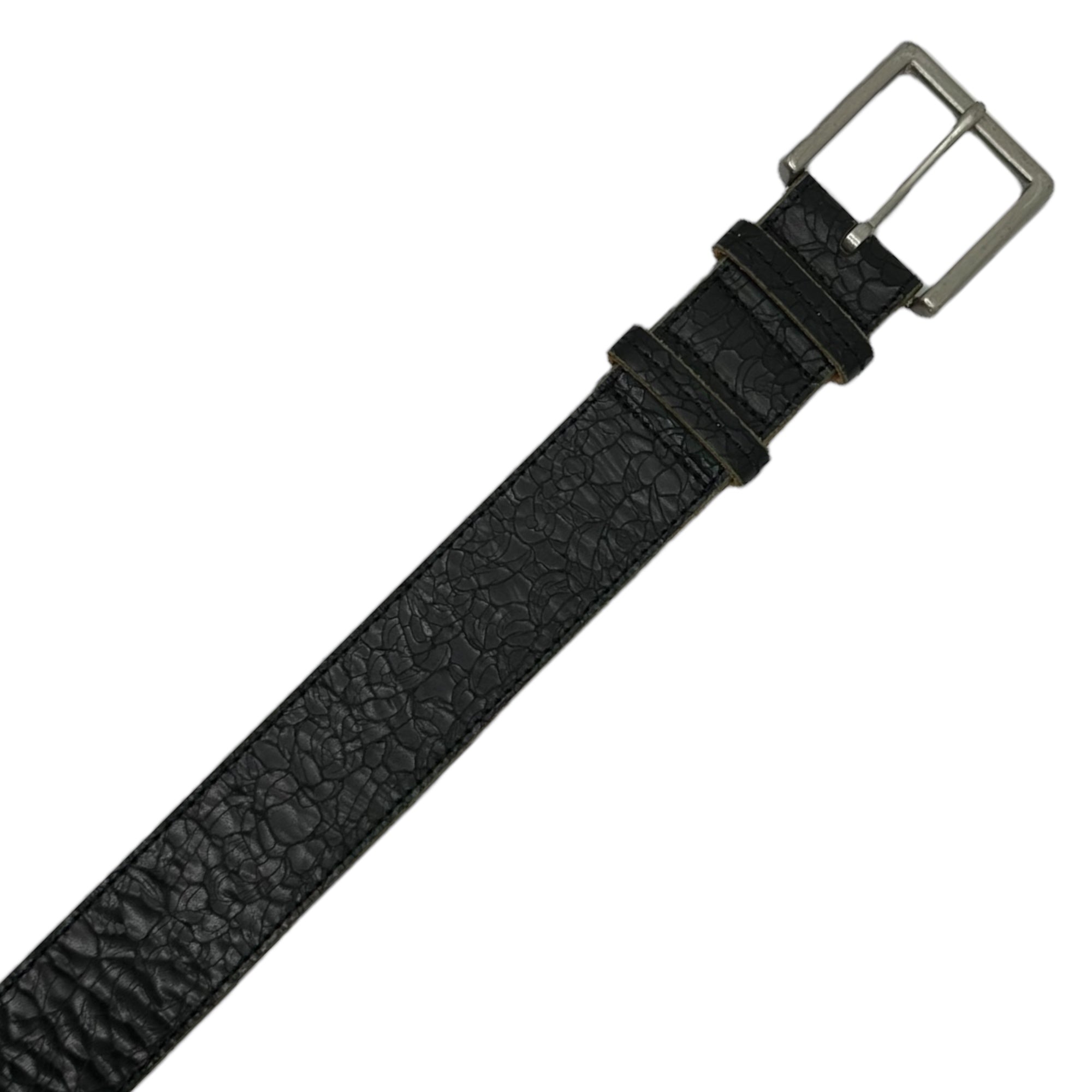 YOHJI YAMAMOTO NOIR(ヨウジヤマモトノアール) Crack-Finished Leather Belt クラック 加工 レザー ベルト NT-FO1-740 ブラック