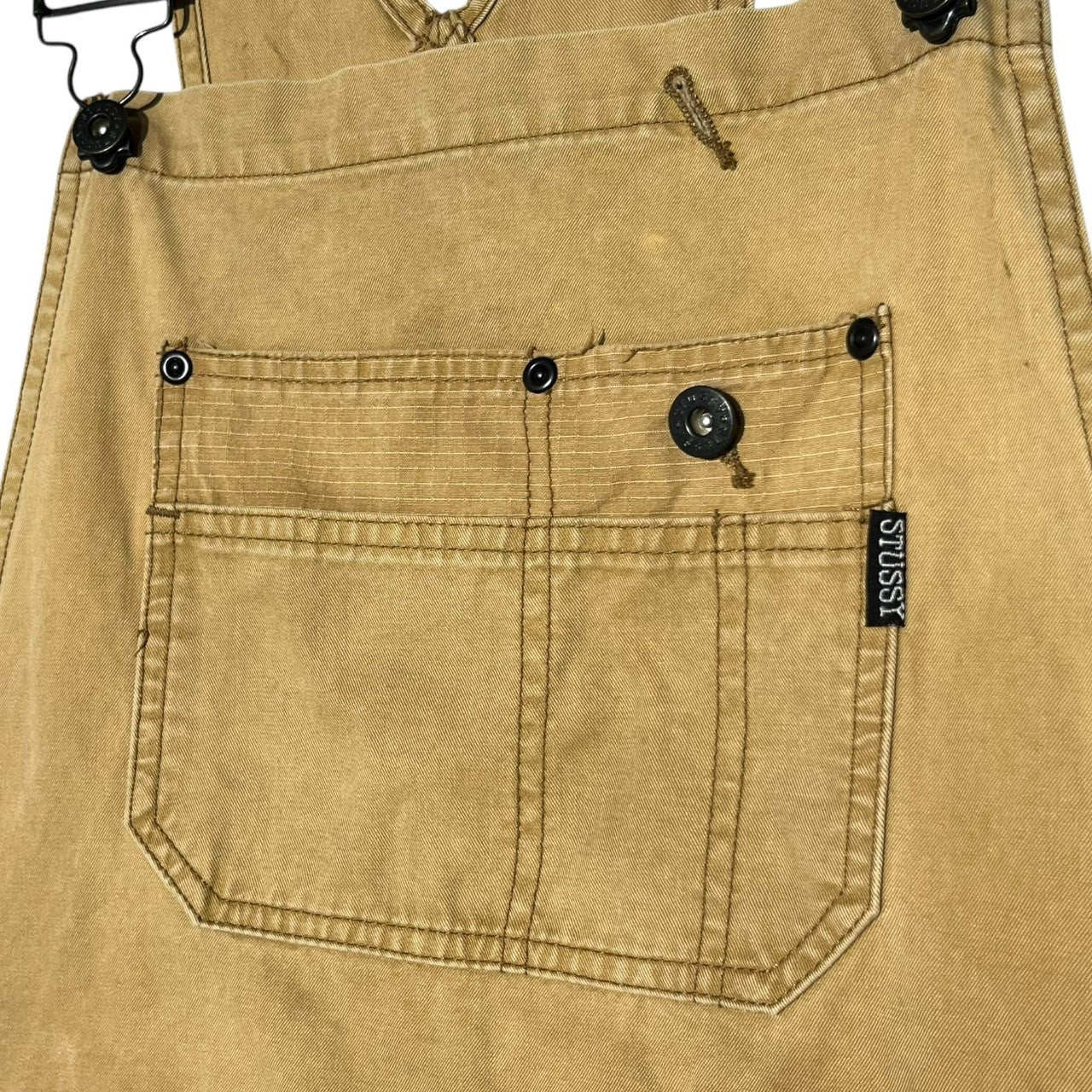 STUSSY(ステューシー) Distressed double knee overalls ユーズド加工 ダブルニー オーバーオール M ブラウン