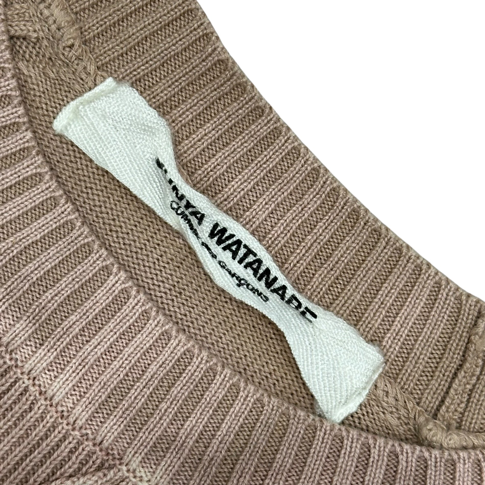 JUNYA WATANABE COMME des GARCONS(ジュンヤワタナベコムデギャルソン) 2002SS Papillon Print Cotton Crew-Neck Sweater パピヨンプリント コットン クルーネックニット JE-N007 FREE ベージュ×ピンク AD2001